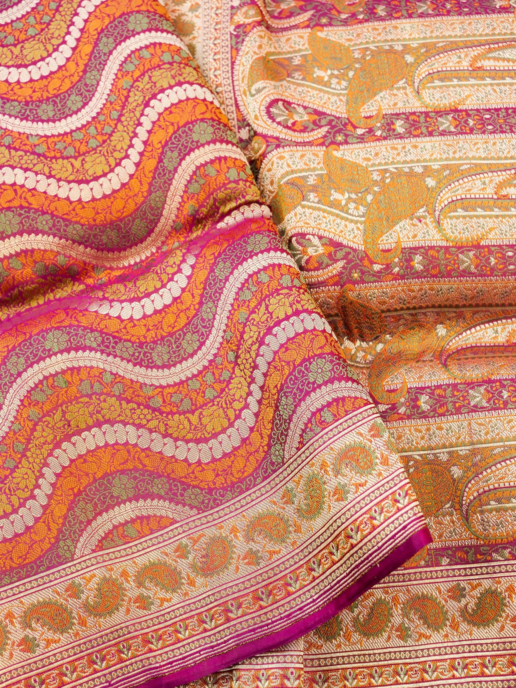 Handloom Banarasi Silk Sateen Tanchoi Saree with Resham - Khinkhwab