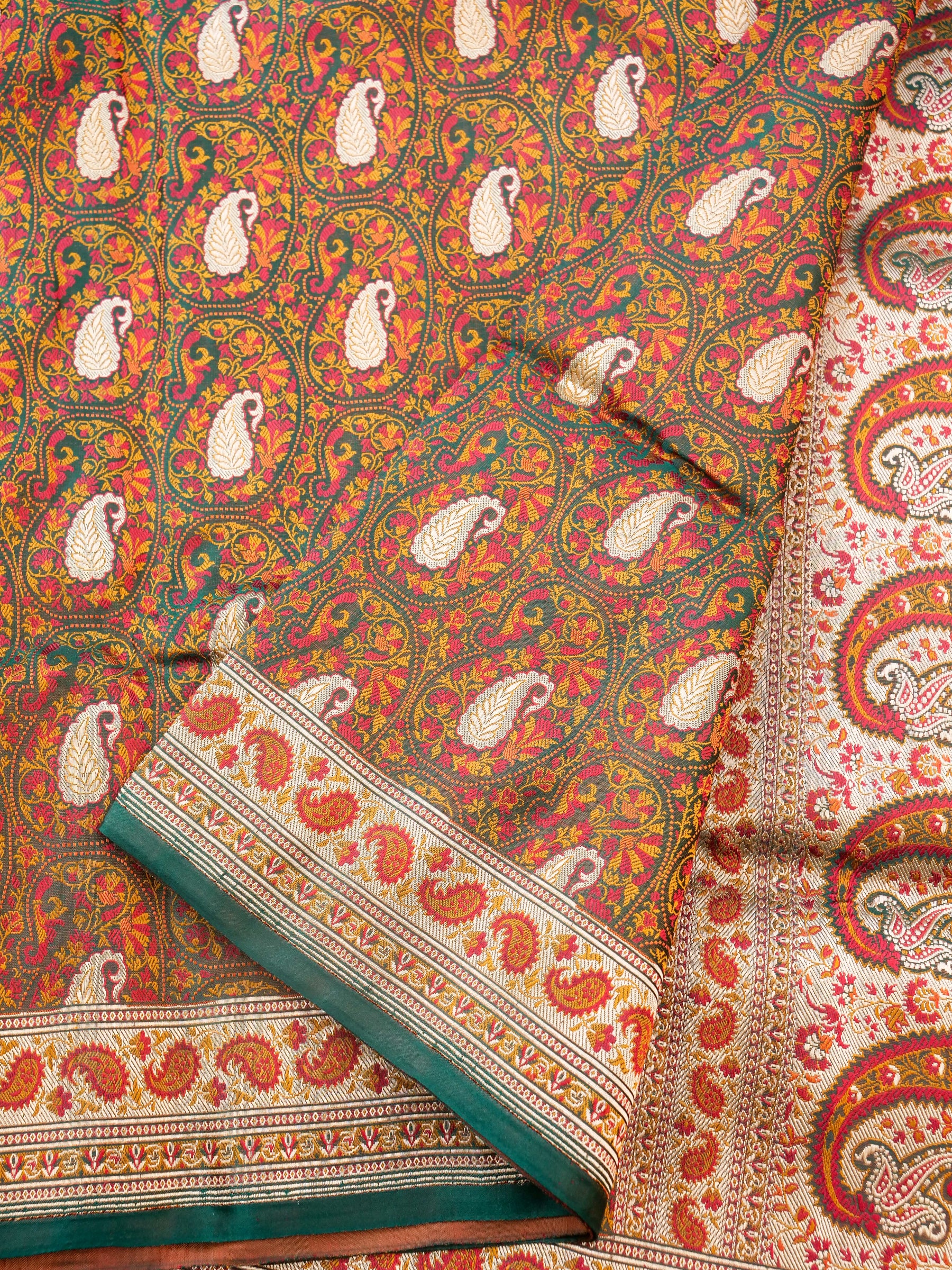 Handloom Banarasi Silk Sateen Tanchoi Saree with Resham - Khinkhwab