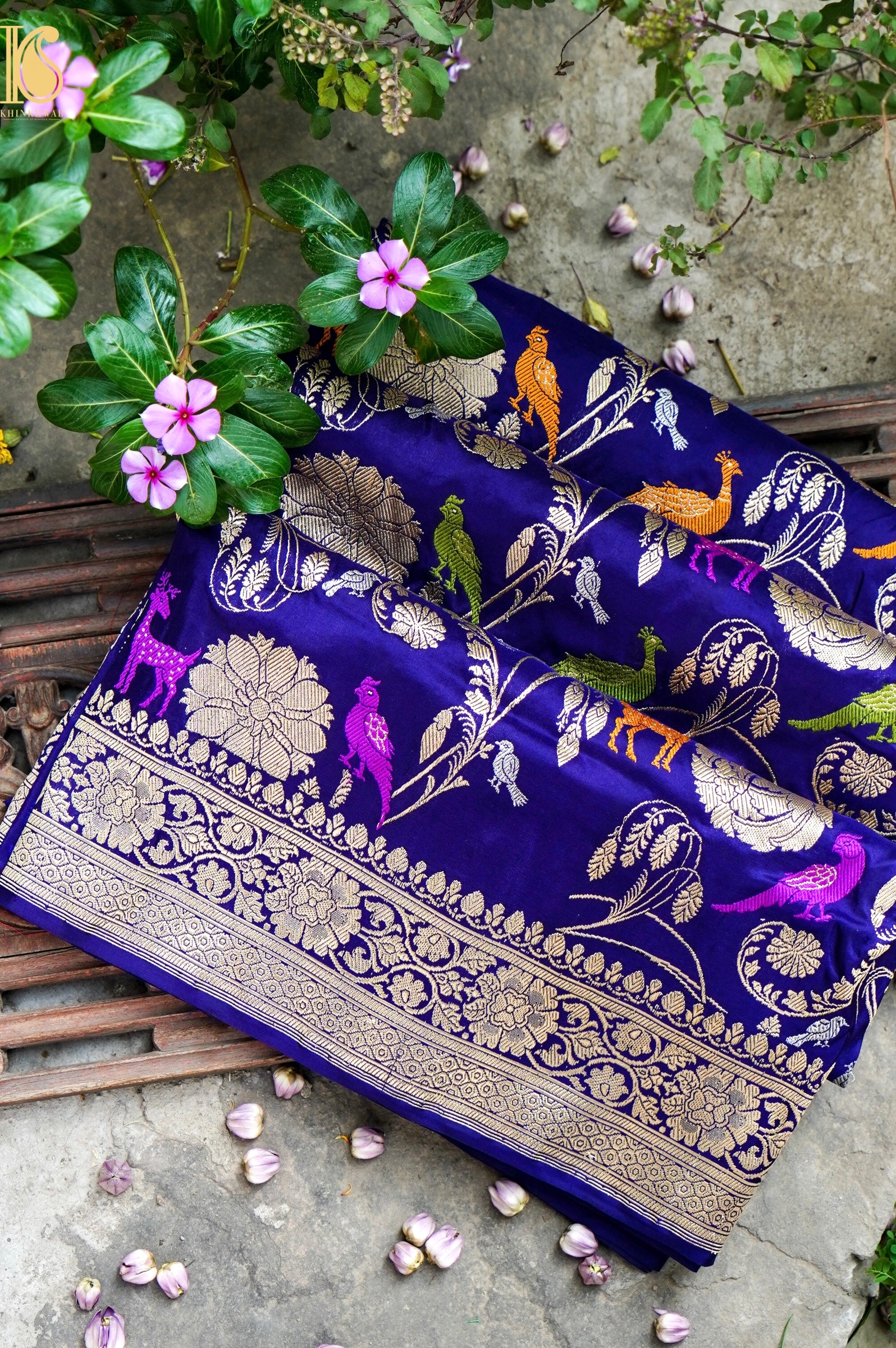 Handwoven Banarasi Katan Silk Kadwa Shikargah Saree