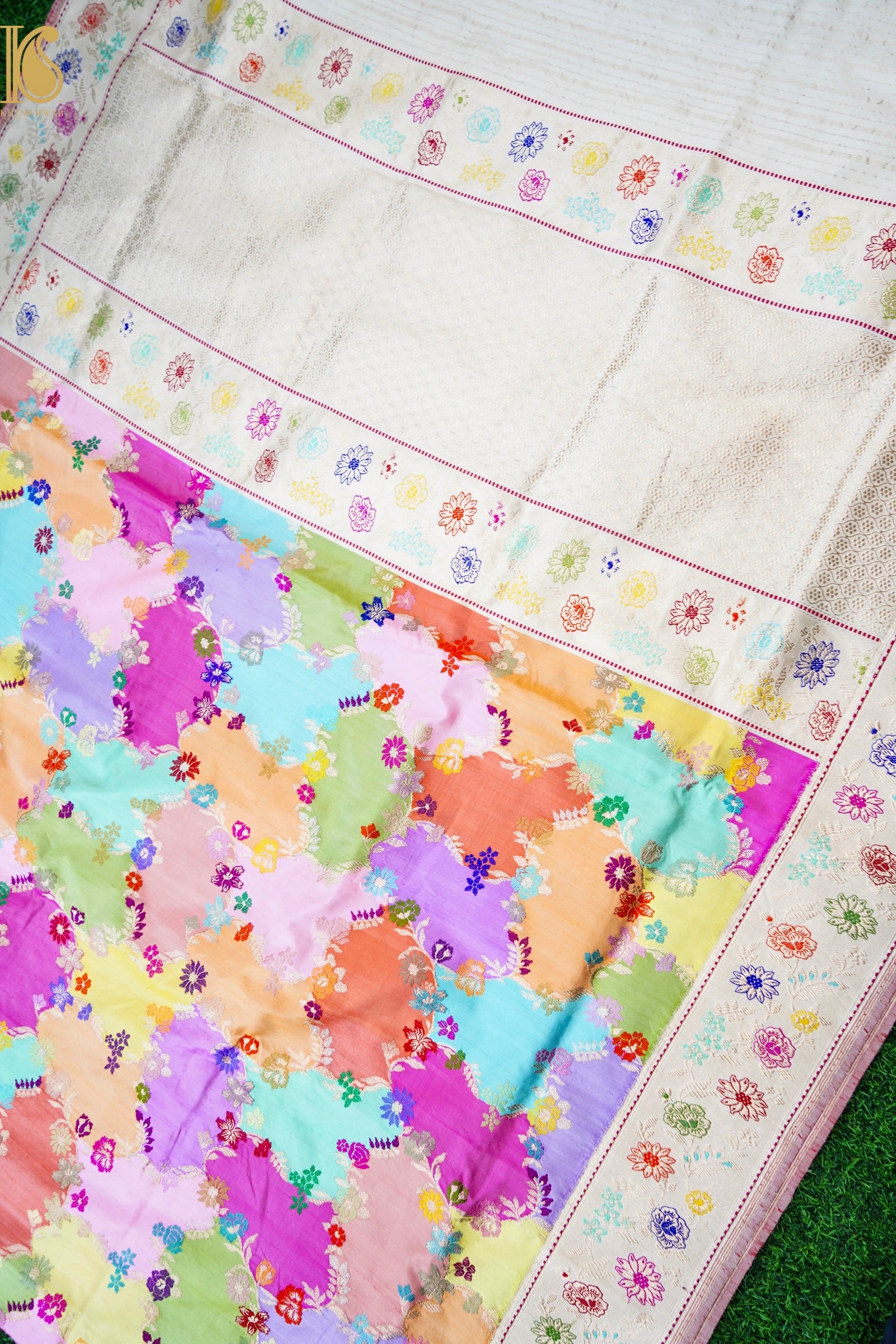 Handloom Banarasi Pure Katan Silk Dum Rangkat Kadwa Saree