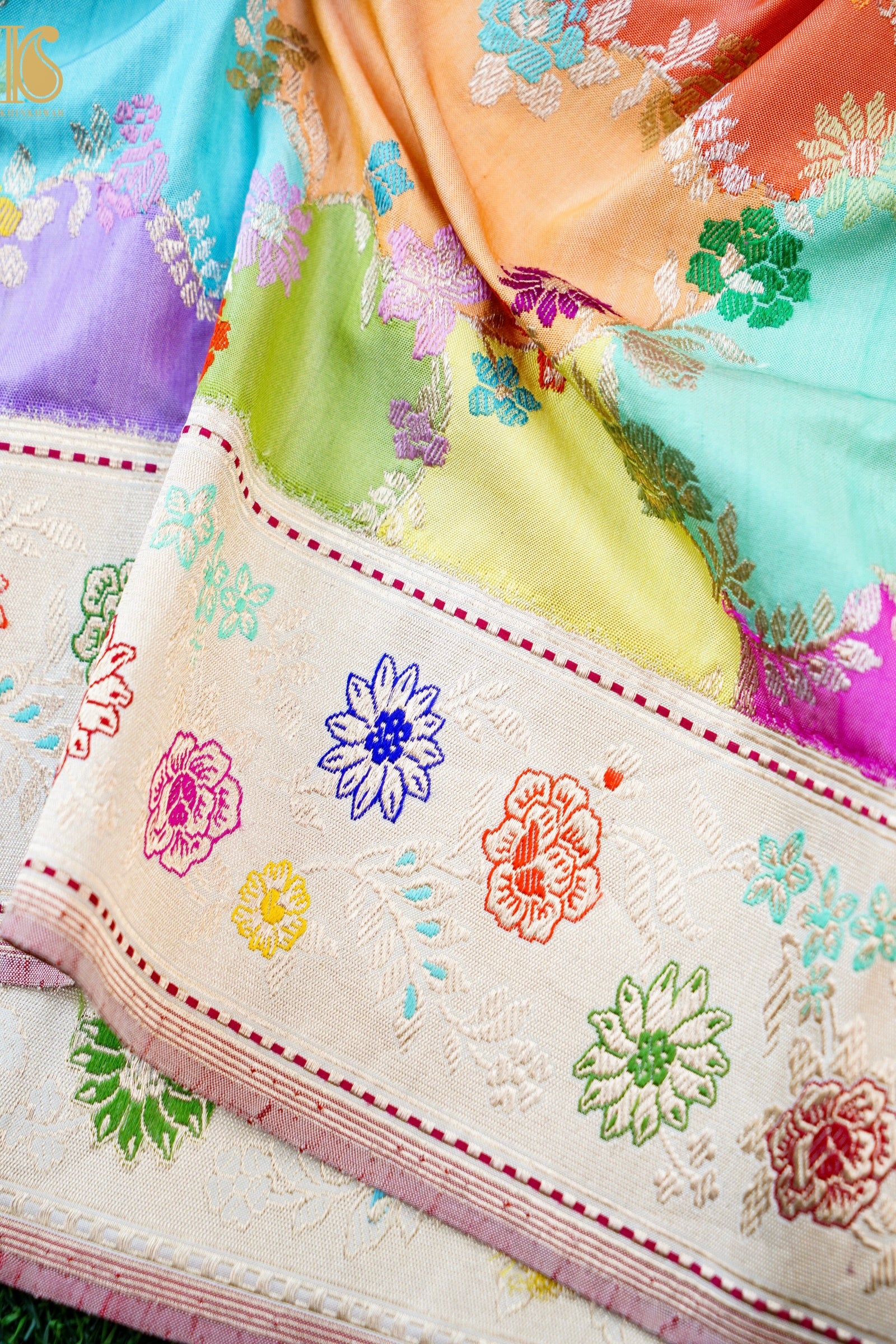 Handloom Banarasi Pure Katan Silk Dum Rangkat Kadwa Saree