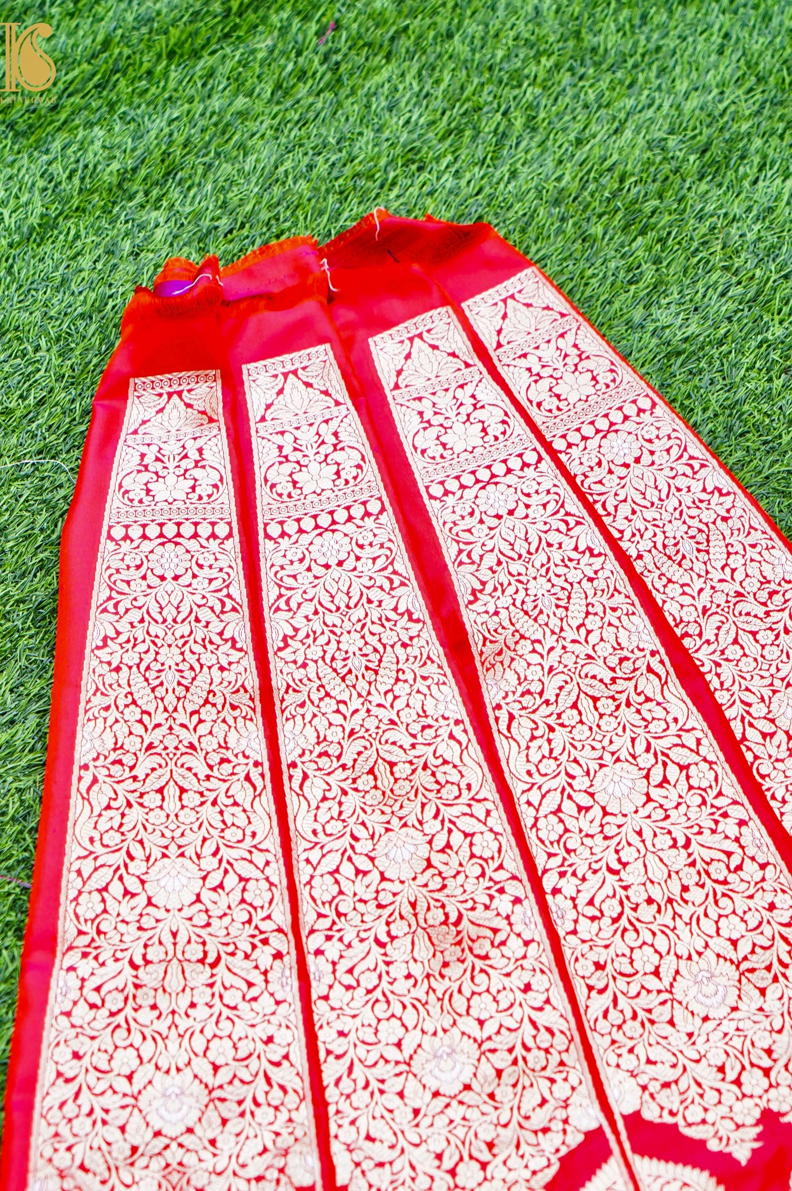 Handloom Banarasi Katan Silk Kalidar Naqshi Lehenga