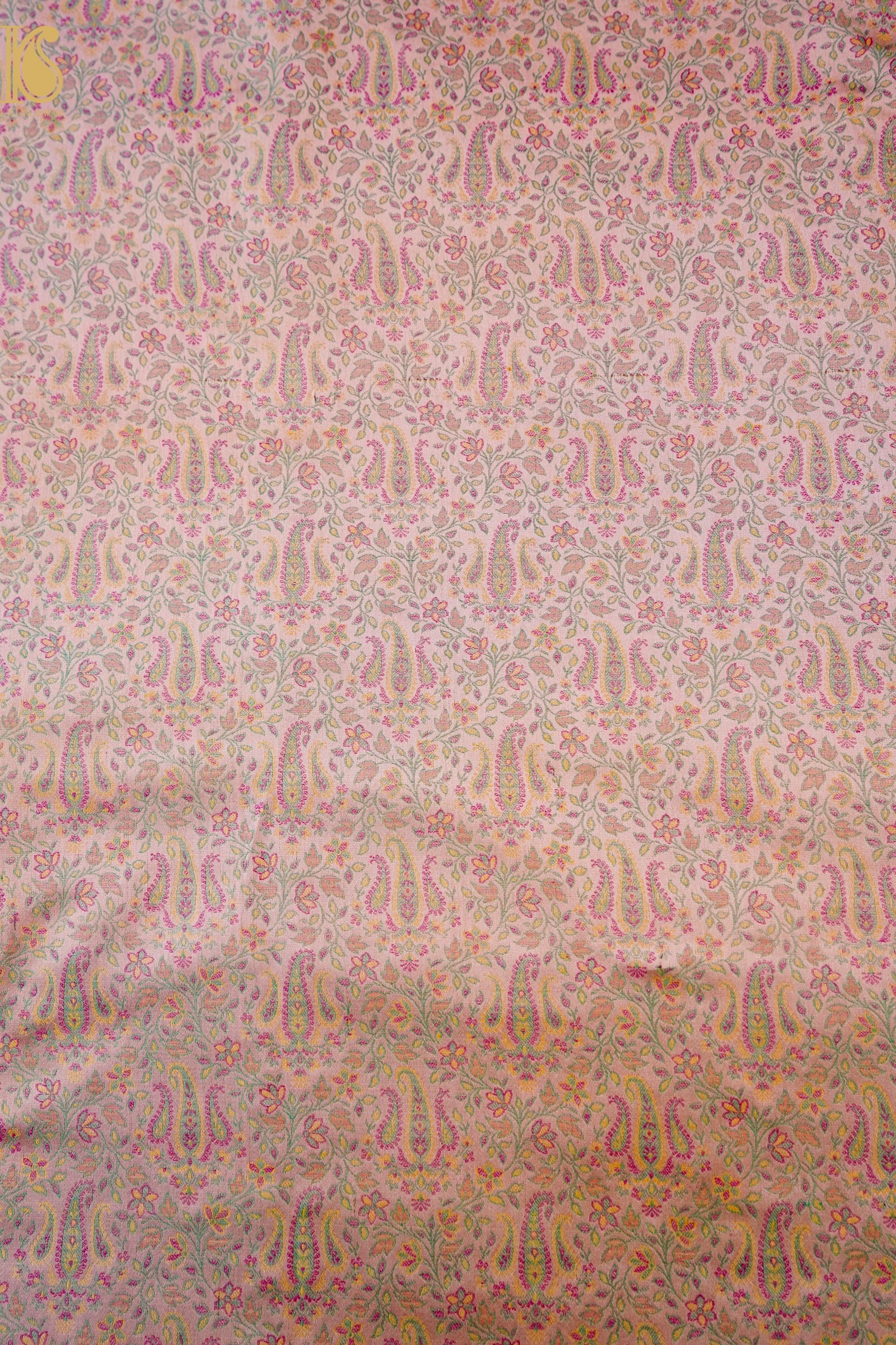Handloom Banarasi Tanchoi Silk Nawabi Ambi Fabric