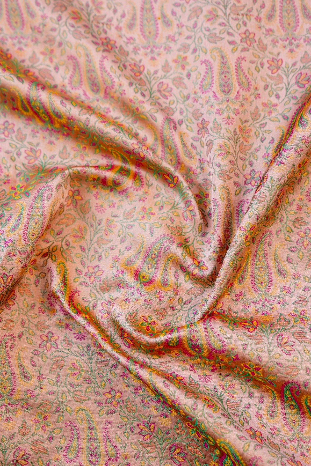 Handloom Banarasi Tanchoi Silk Nawabi Ambi Fabric