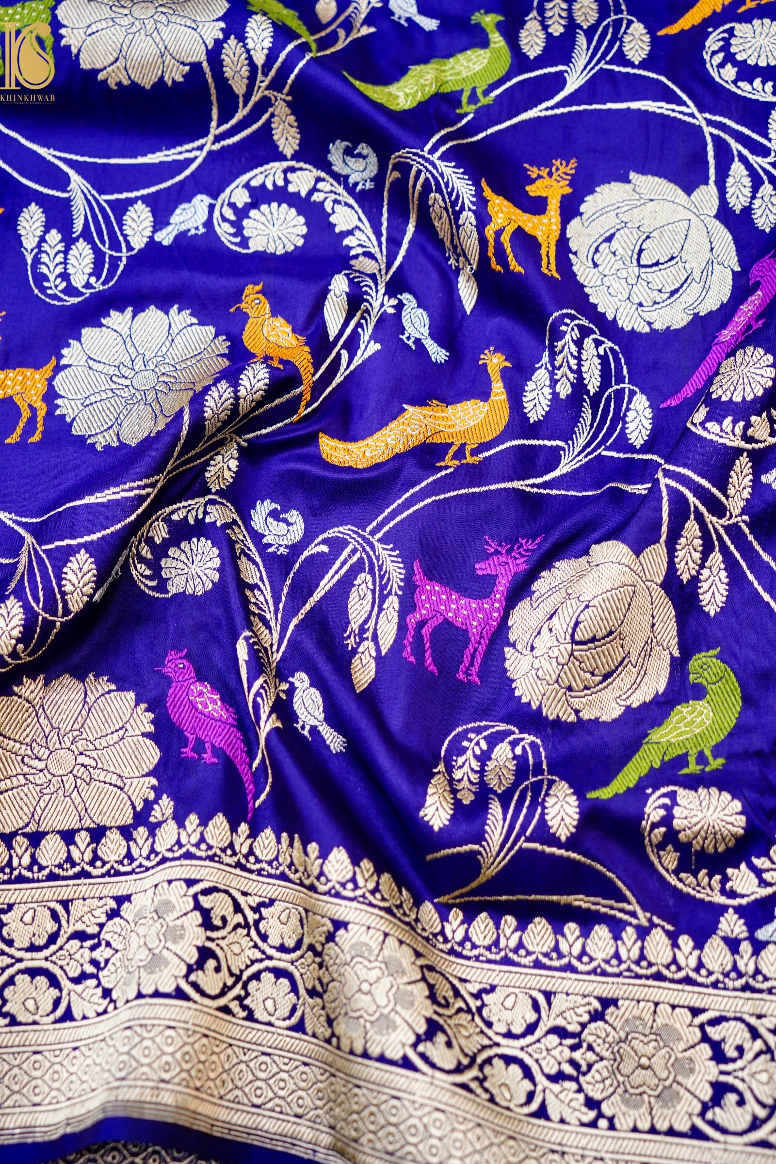 Handwoven Banarasi Katan Silk Kadwa Shikargah Saree