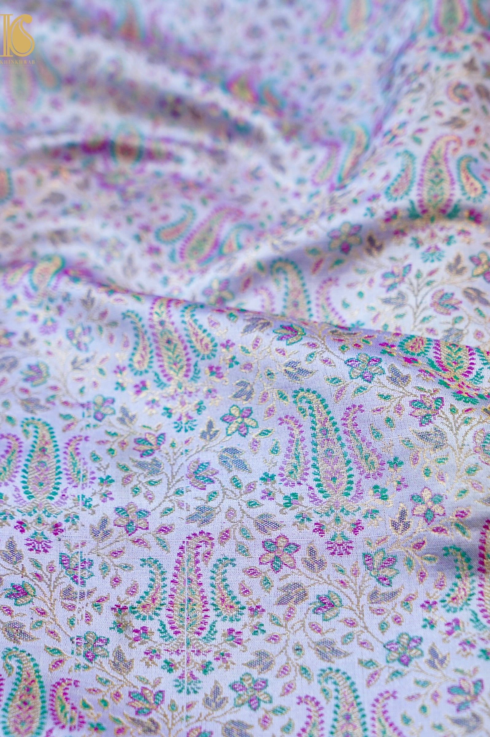 Handloom Banarasi Tanchoi Silk Nawabi Ambi Fabric