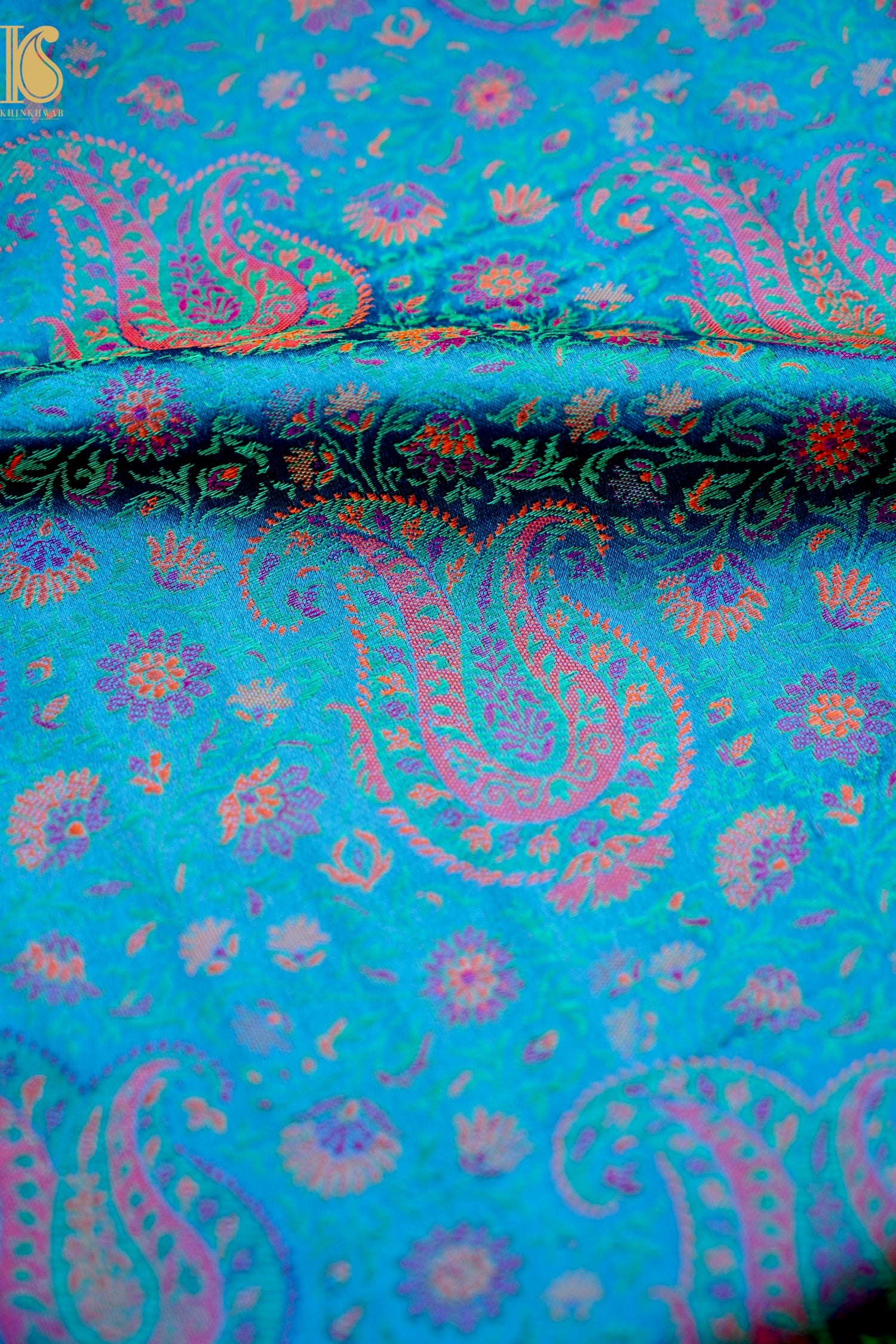 Handloom Banarasi Kalka Ambi Tanchoi Silk Fabric