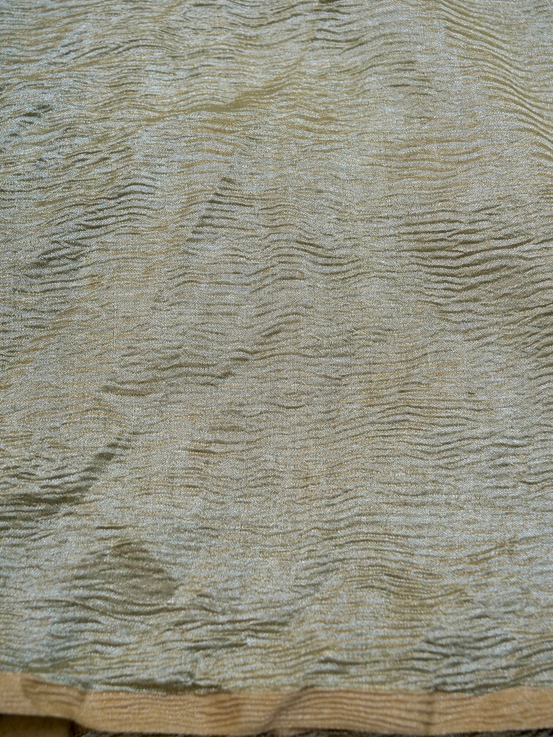 Handloom Pure Munga Tissue Crush Striped Saree in Green - Khinkhwab