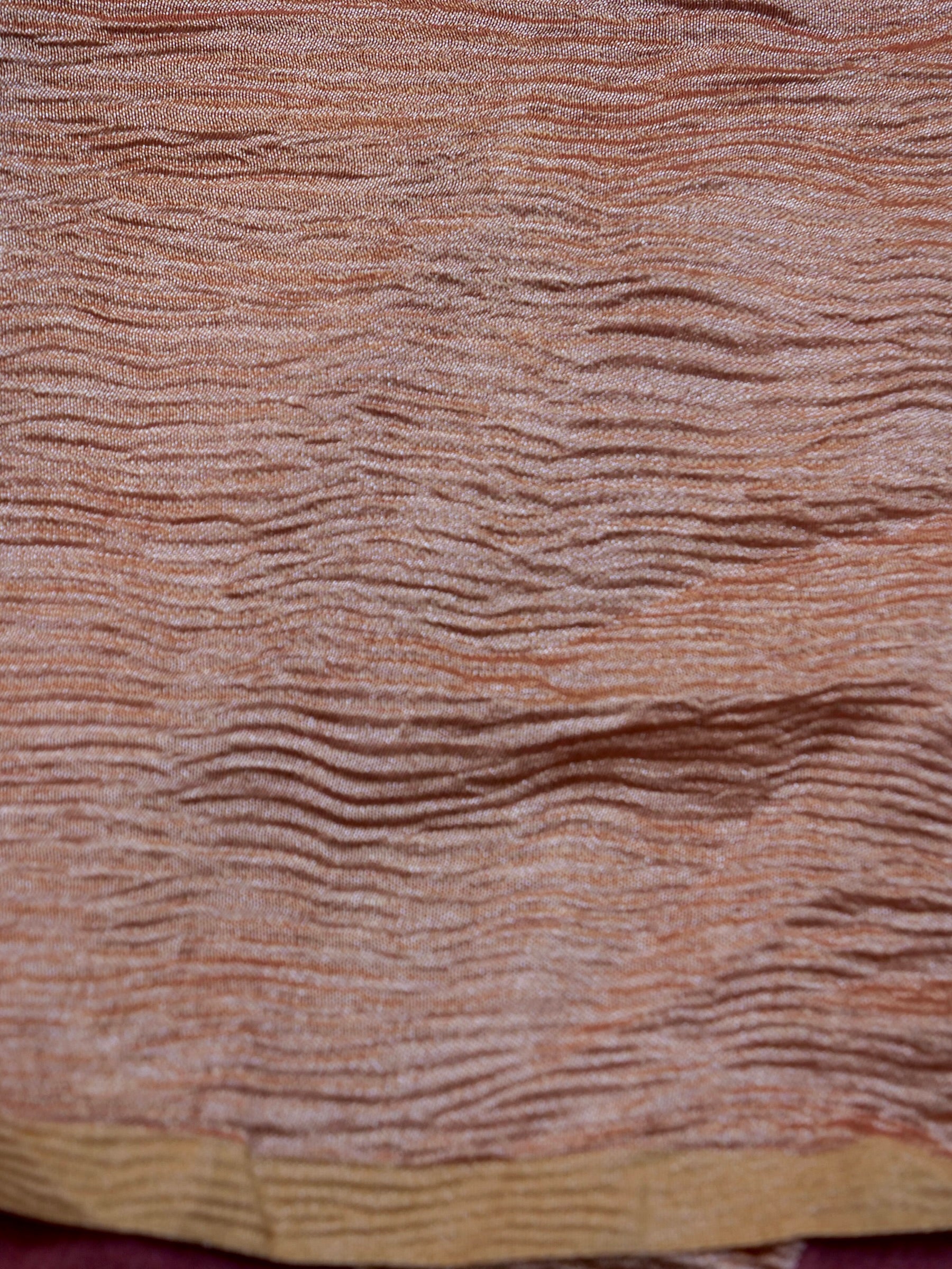 Handloom Pure Munga Tissue Crush Striped Saree in Peach - Khinkhwab