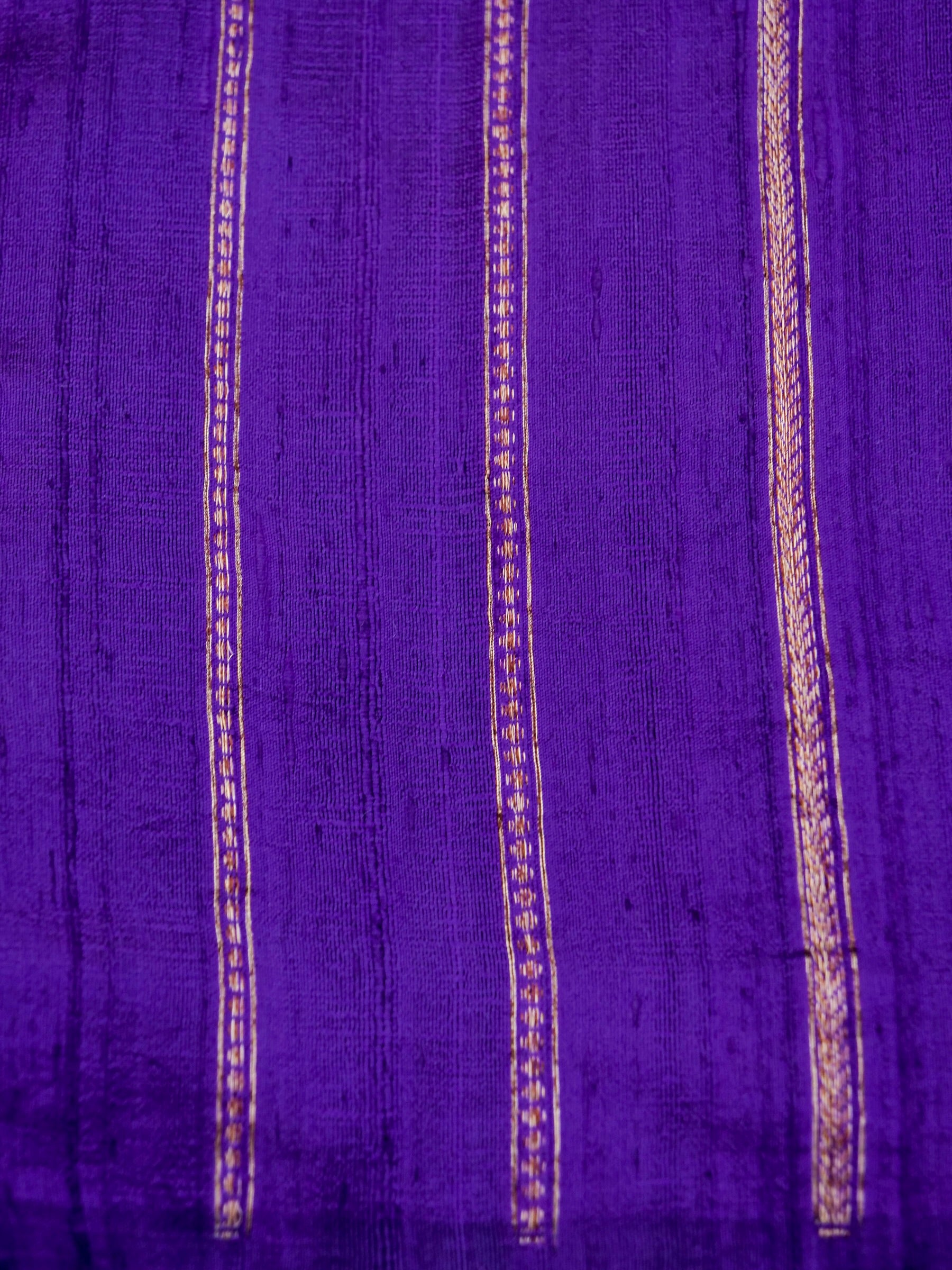Handloom Raw Silk Kadhua Banarasi Saree in Purple - Khinkhwab