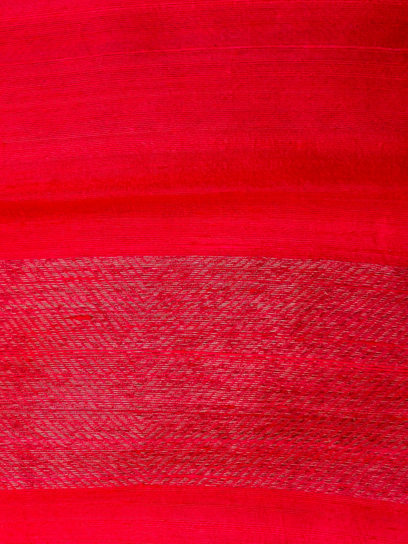 Handloom Raw Silk Kadhua Banarasi Saree in Red with Chanda Boota - Khinkhwab