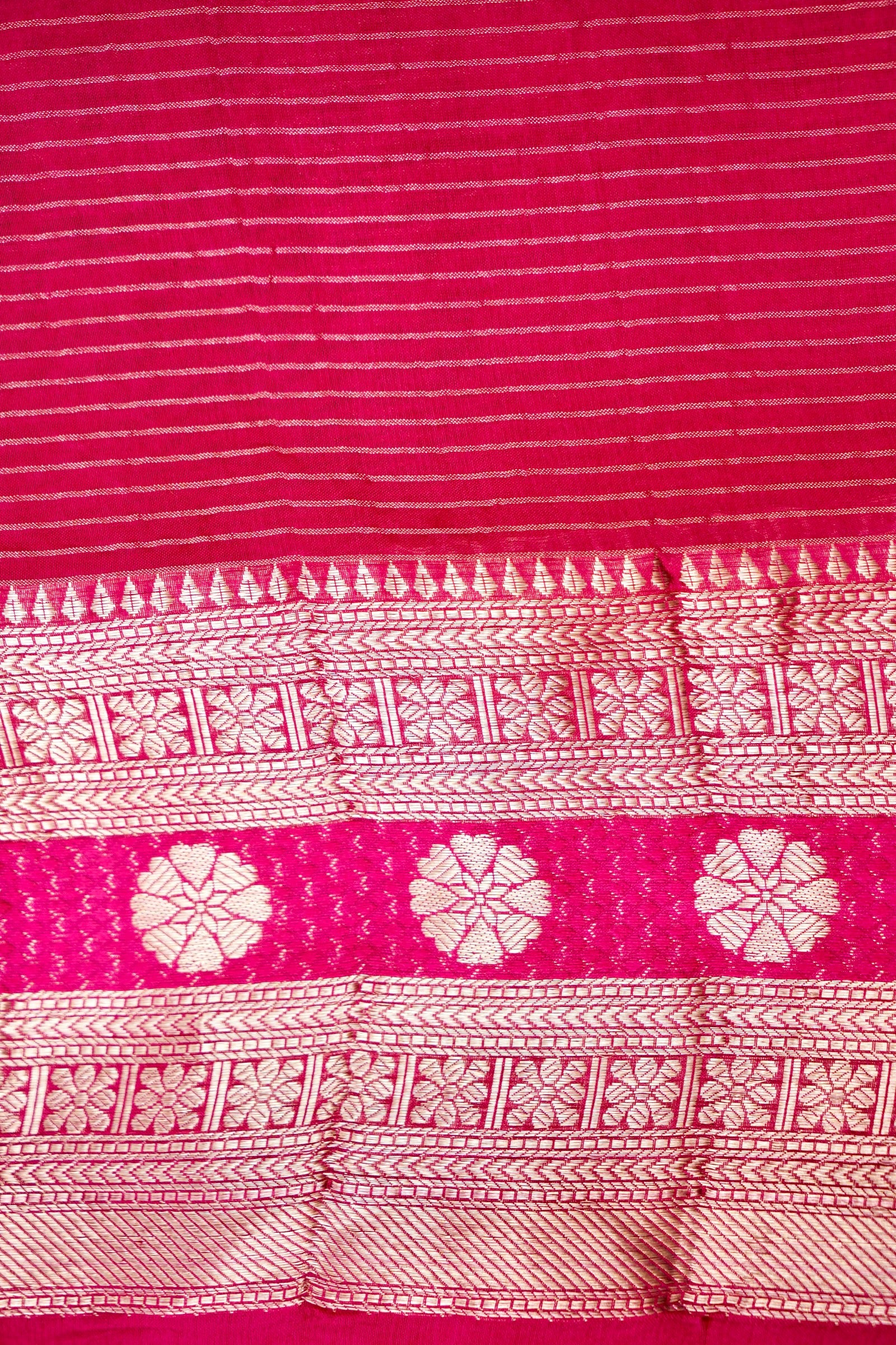 Handloom Dupion by Kora Silk Banarasi Check Saree in Pink - Khinkhwab