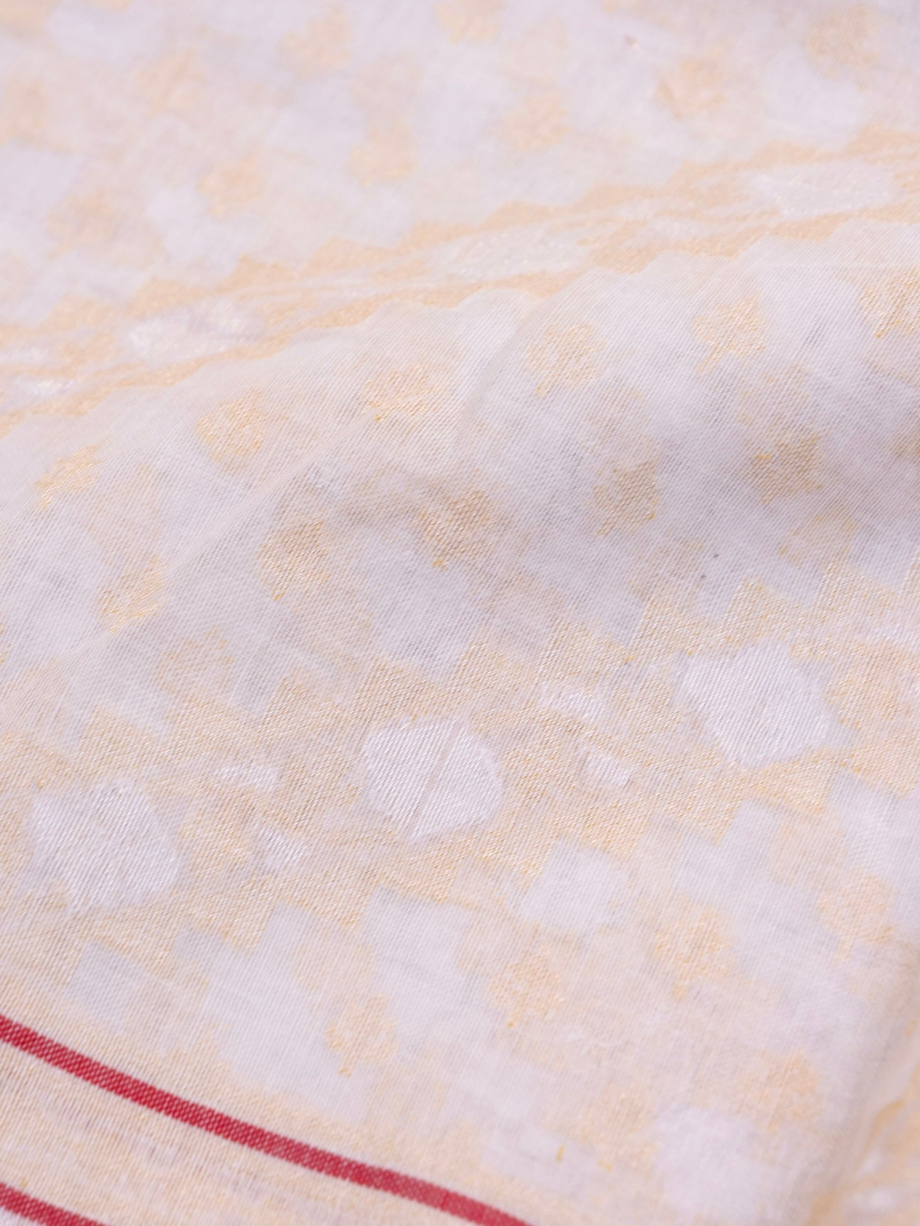 Banarasi Cotton Handloom Jamdani Ektara Saree in White - Khinkhwab
