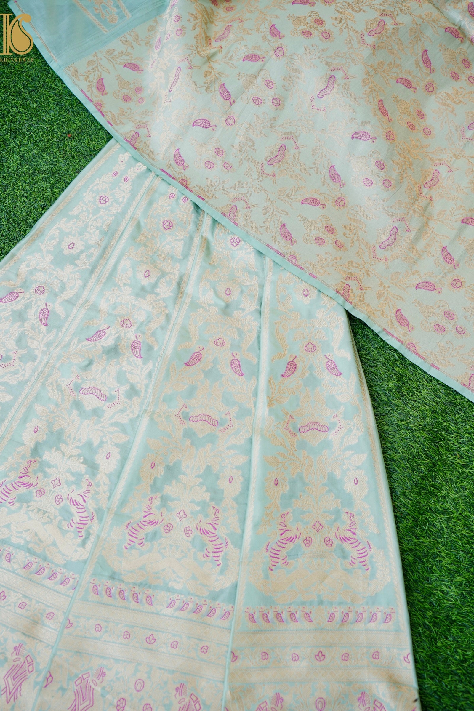 Handloom Banarasi Katan Silk Kalidar Vanrajni Lehenga