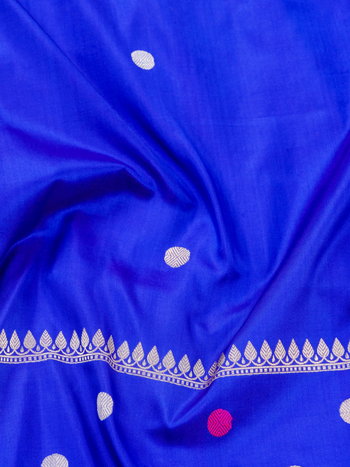 Handwoven Banarasi Katan Silk Polka Dot Booti Saree in Royal Blue