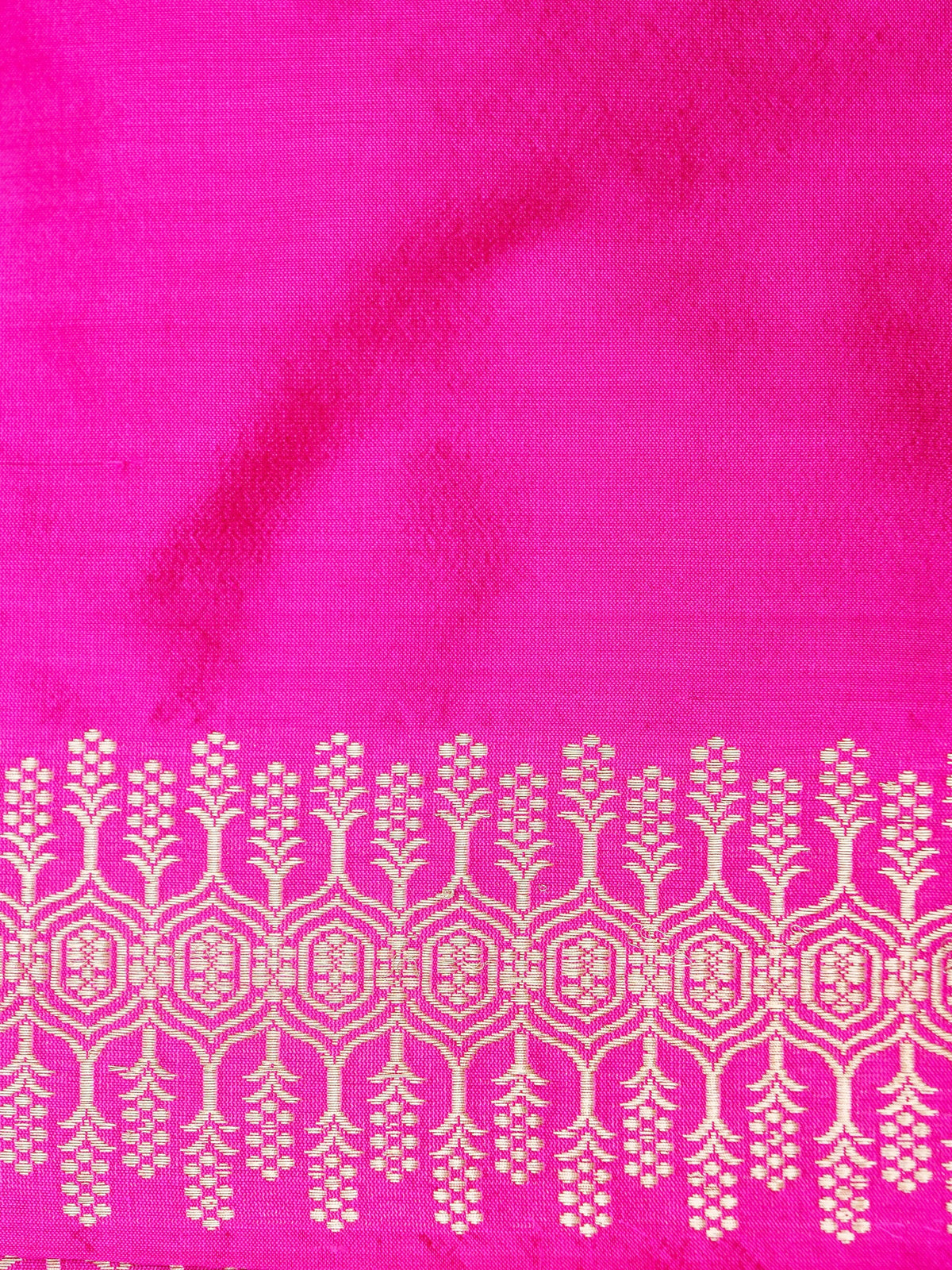 Handwoven Banarasi Katan Silk Kadwa Stripe Saree in Rani Pink