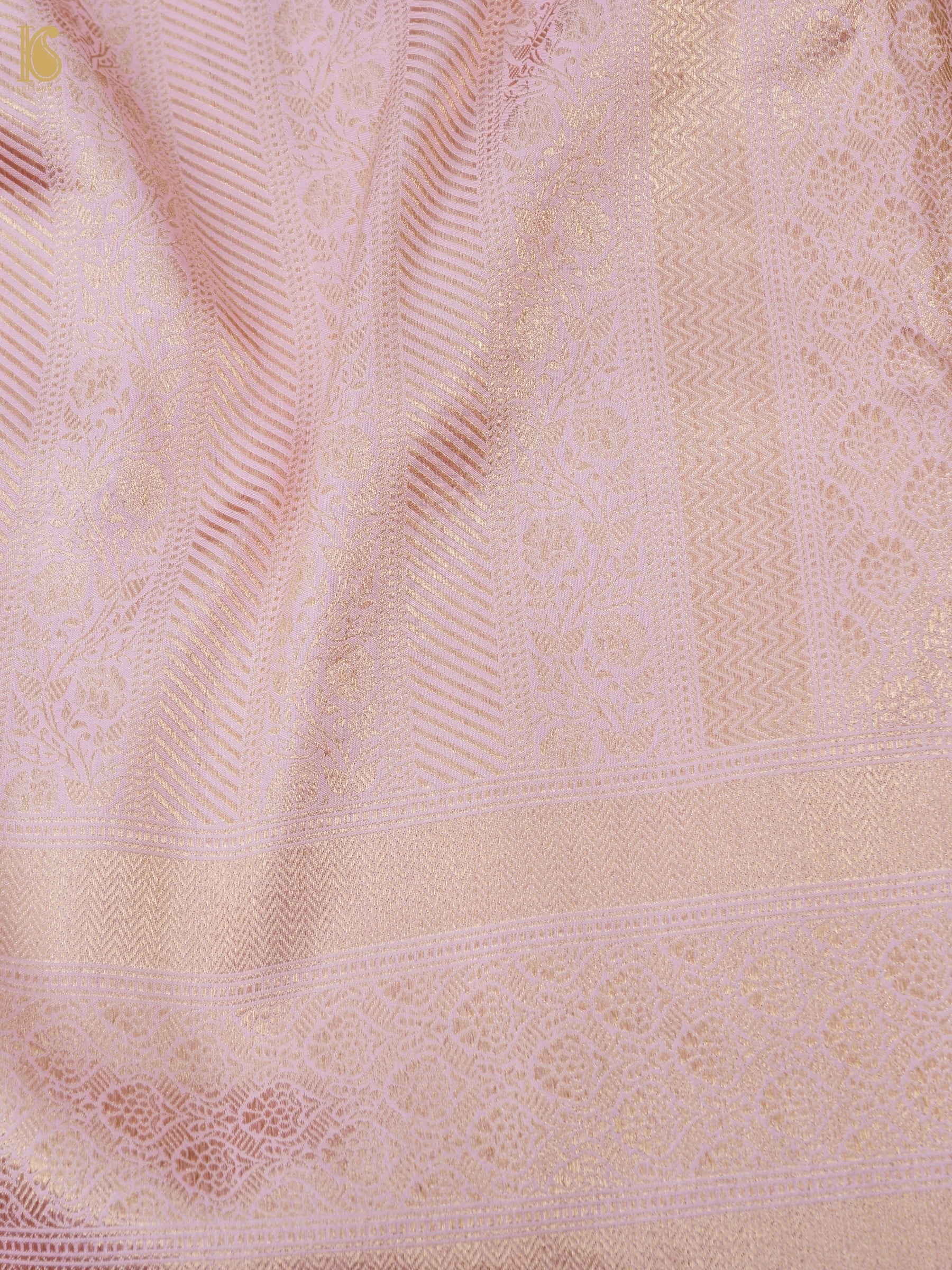 Handloom Banarasi Katan Brocade Saree in Blush Pink