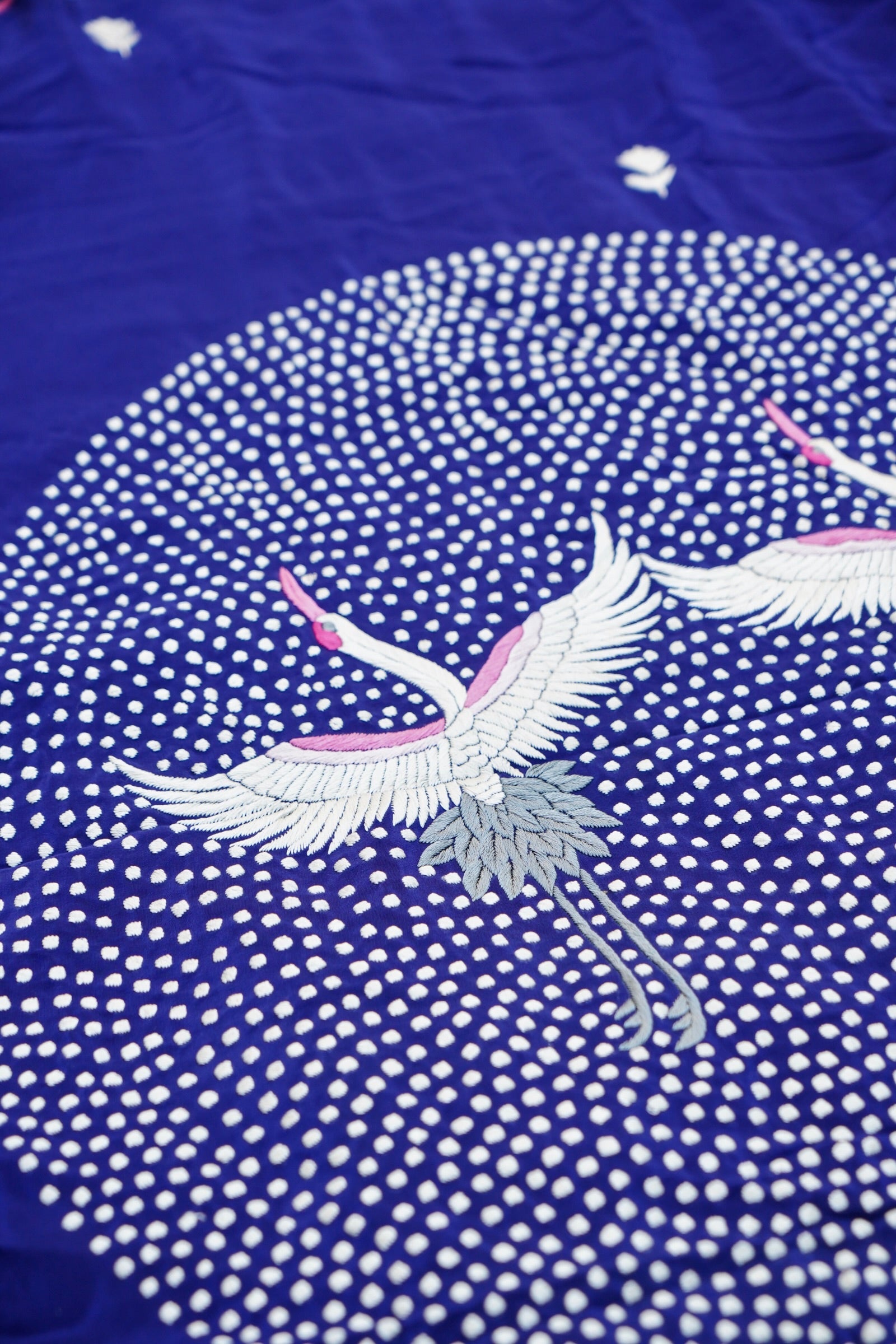 Handcrafted Parsi Gara Pure Crepe Saree in Royal Blue - Khinkhwab