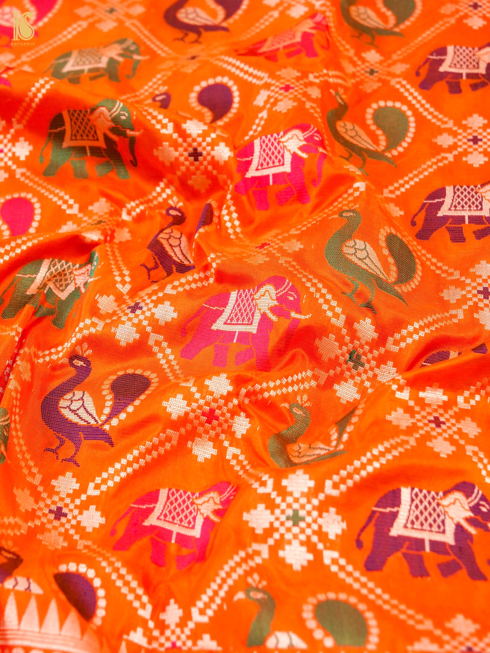 Handloom Banarasi Katan Shikargah Saree