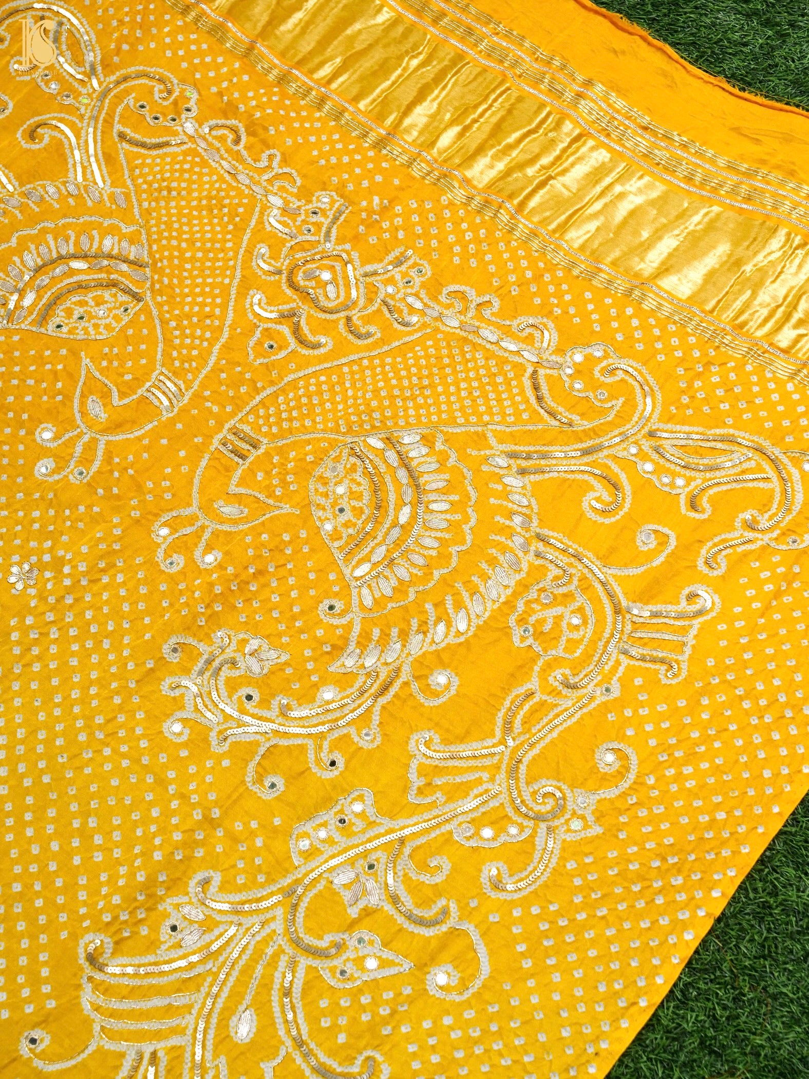 Gajji Silk Bandhani Gotta Patti & Mirror Work Dupatta