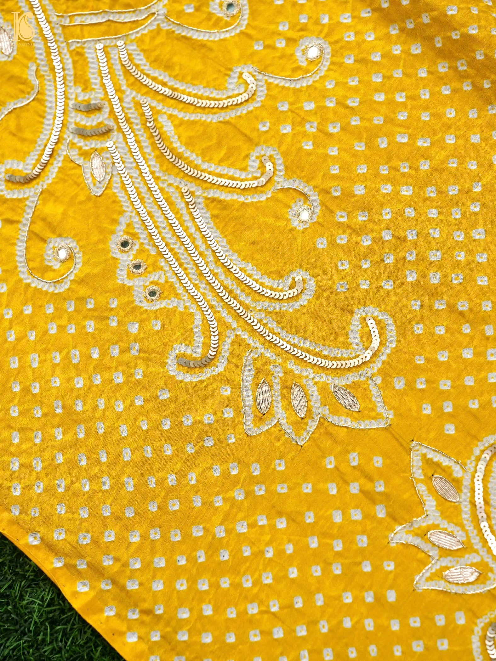 Gajji Silk Bandhani Gotta Patti & Mirror Work Dupatta