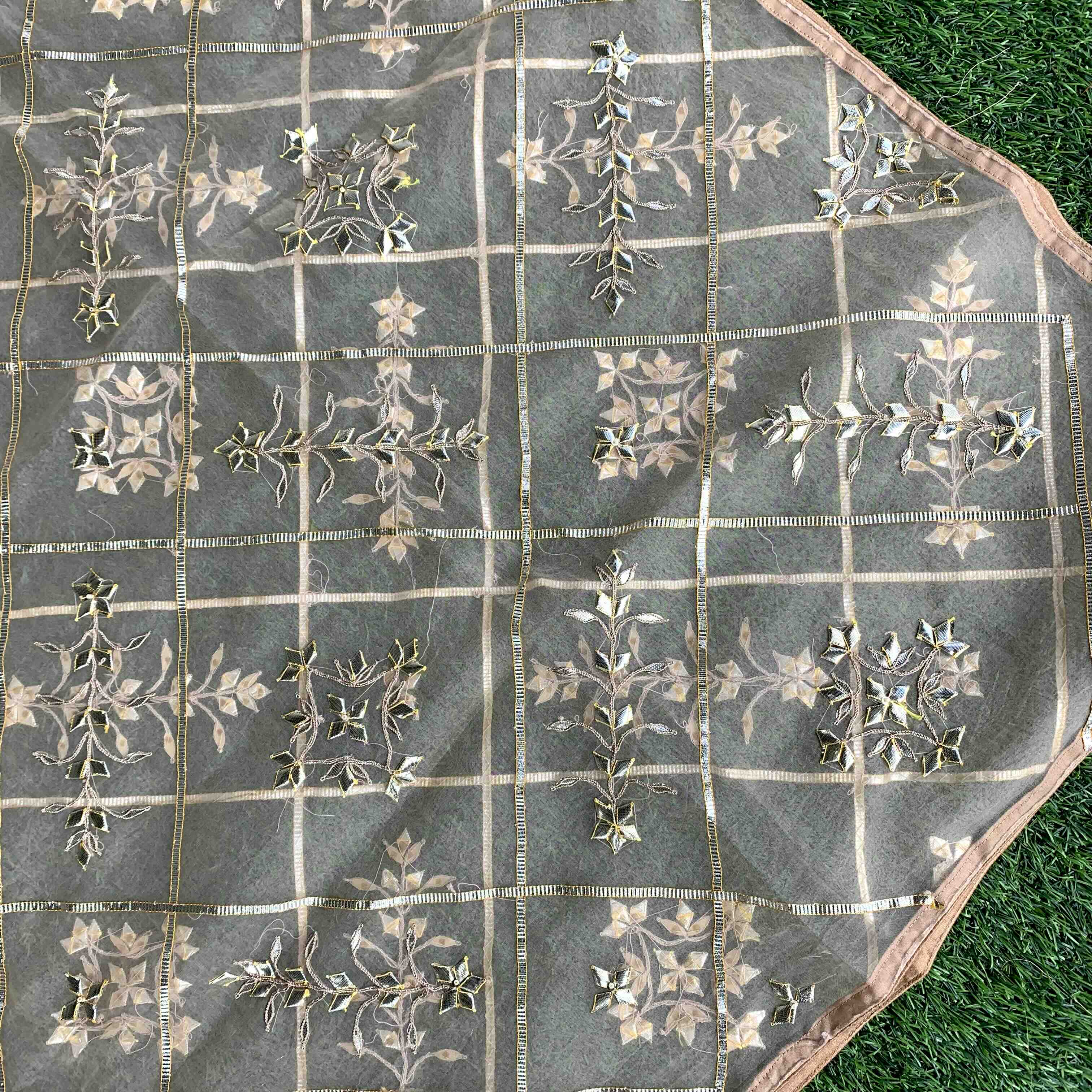 Pure Organza Silk Dupatta with Jaal Patti Embroidery - Khinkhwab