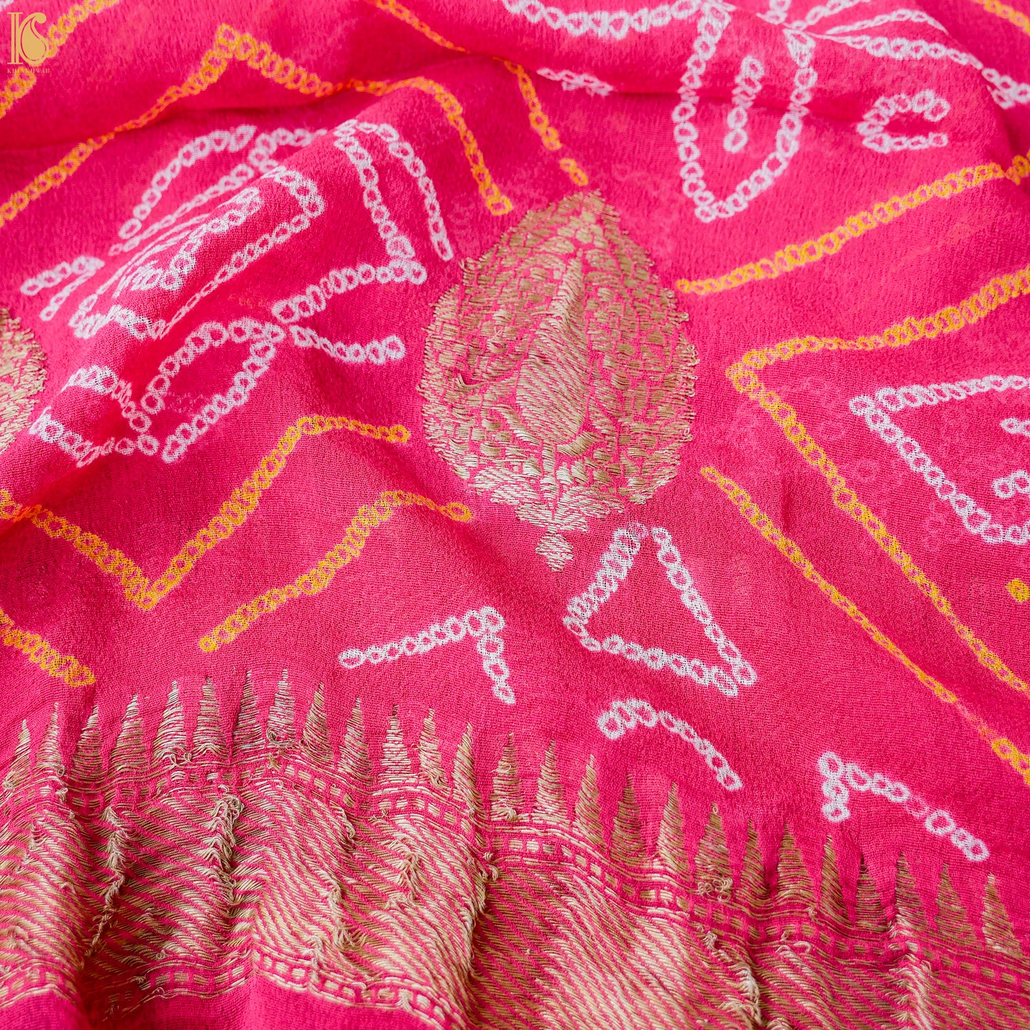 Pink Georgette Handloom Banarasi Bandhani Suit Fabric - Khinkhwab