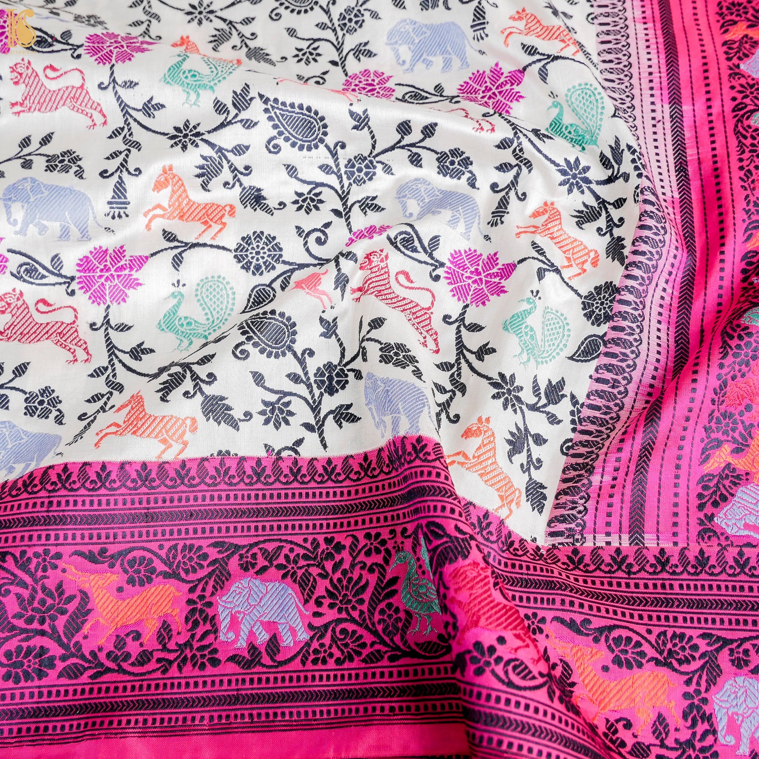 Handloom Katan Silk Kadwa Resham Shikargah Banarasi Saree - Khinkhwab