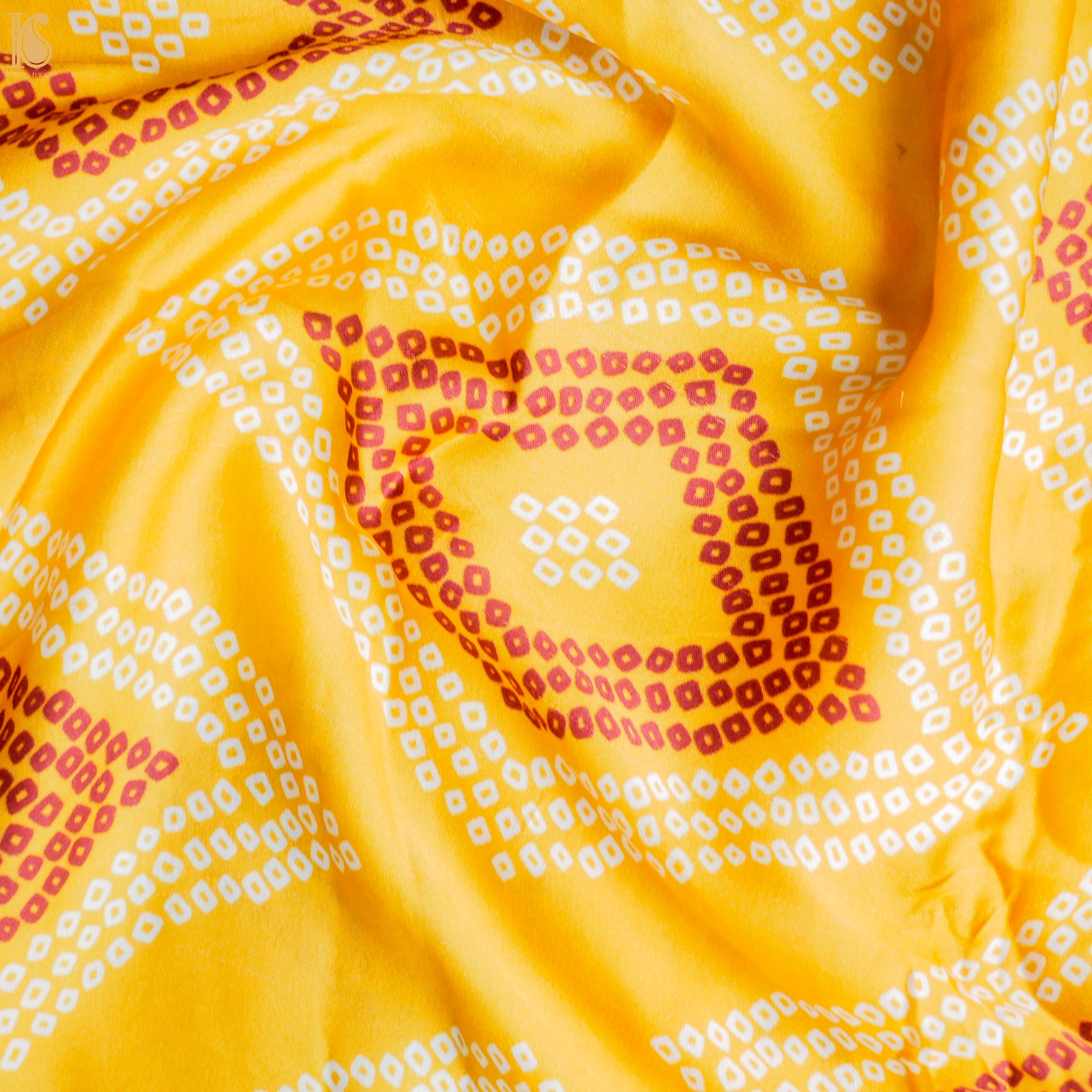 Saffron Yellow Hand Block Ajrakh Modal Silk Dupatta - Khinkhwab