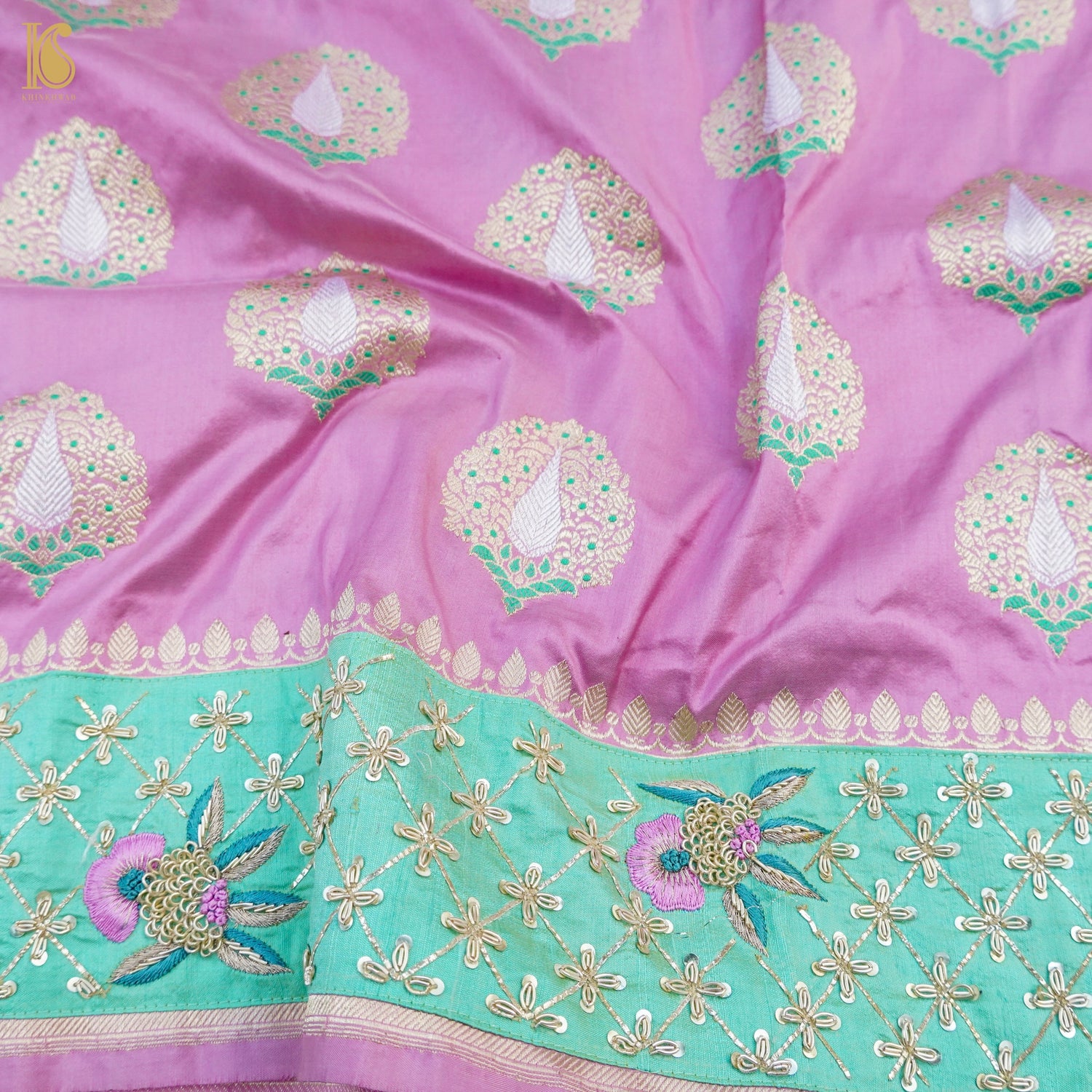 Orchid Pink Handwoven Banarasi Silk Mor Boota Embroidery Border Kadwa Saree - Khinkhwab