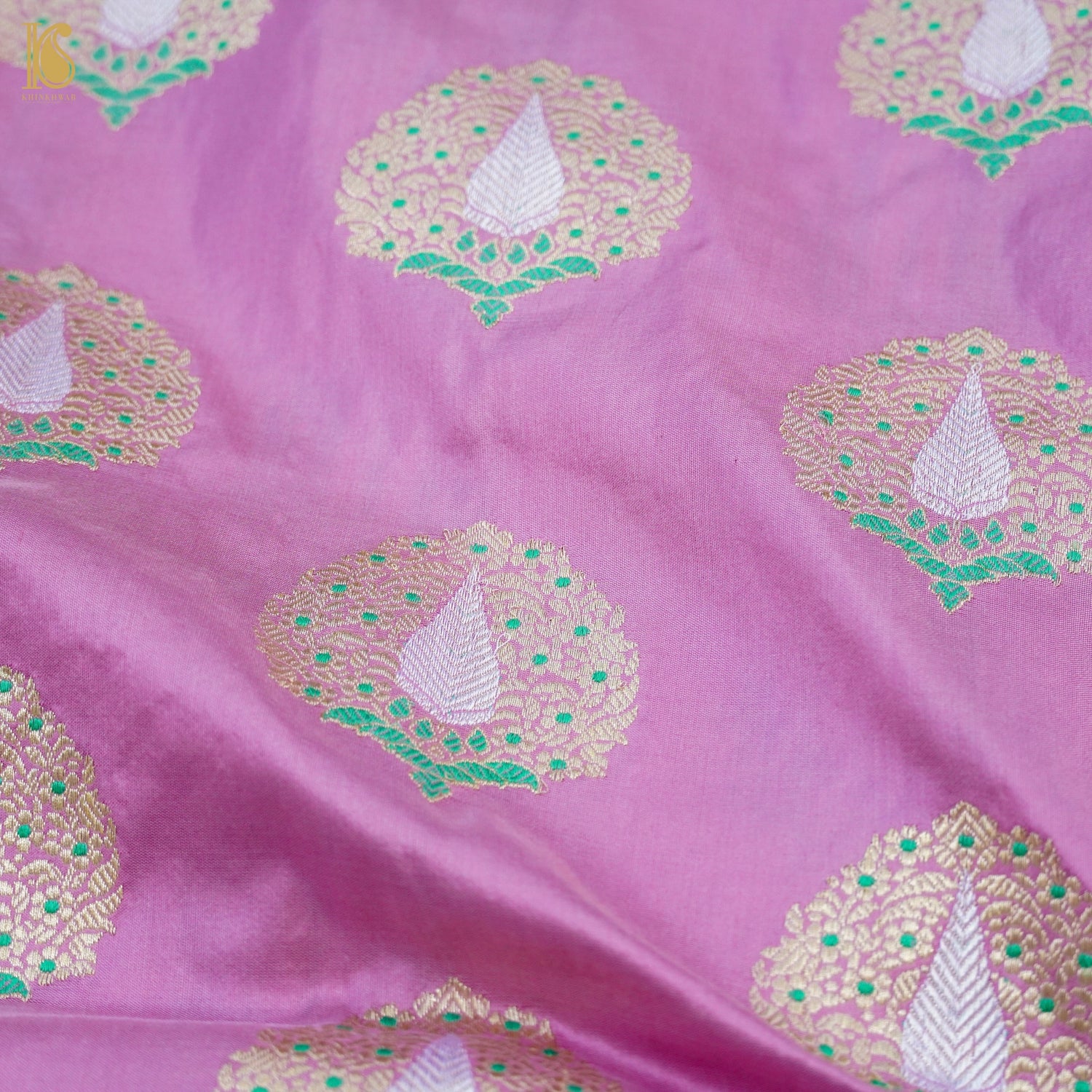 Orchid Pink Handwoven Banarasi Silk Mor Boota Embroidery Border Kadwa Saree - Khinkhwab