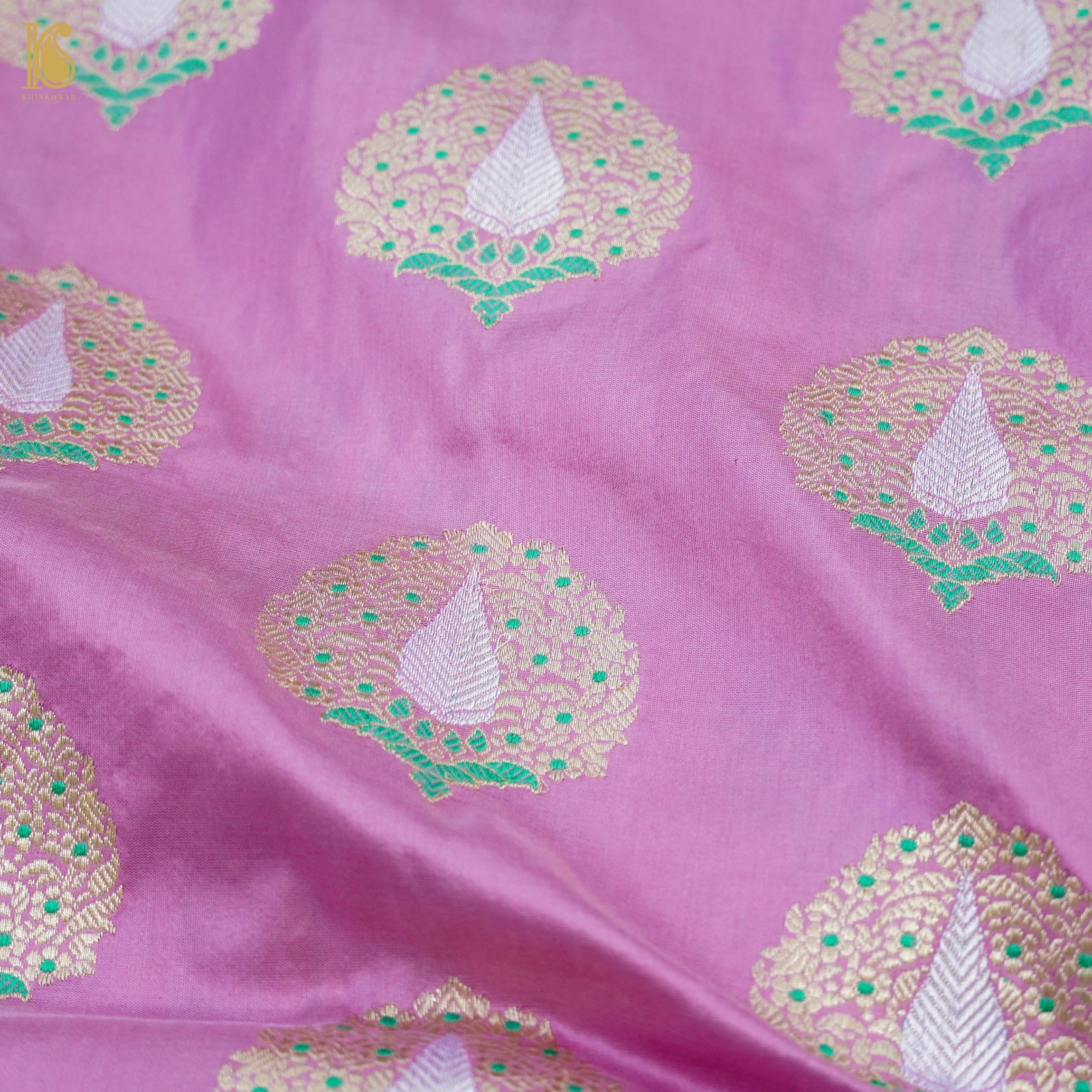Orchid Pink Handwoven Banarasi Silk Mor Boota Embroidery Border Kadwa Saree - Khinkhwab