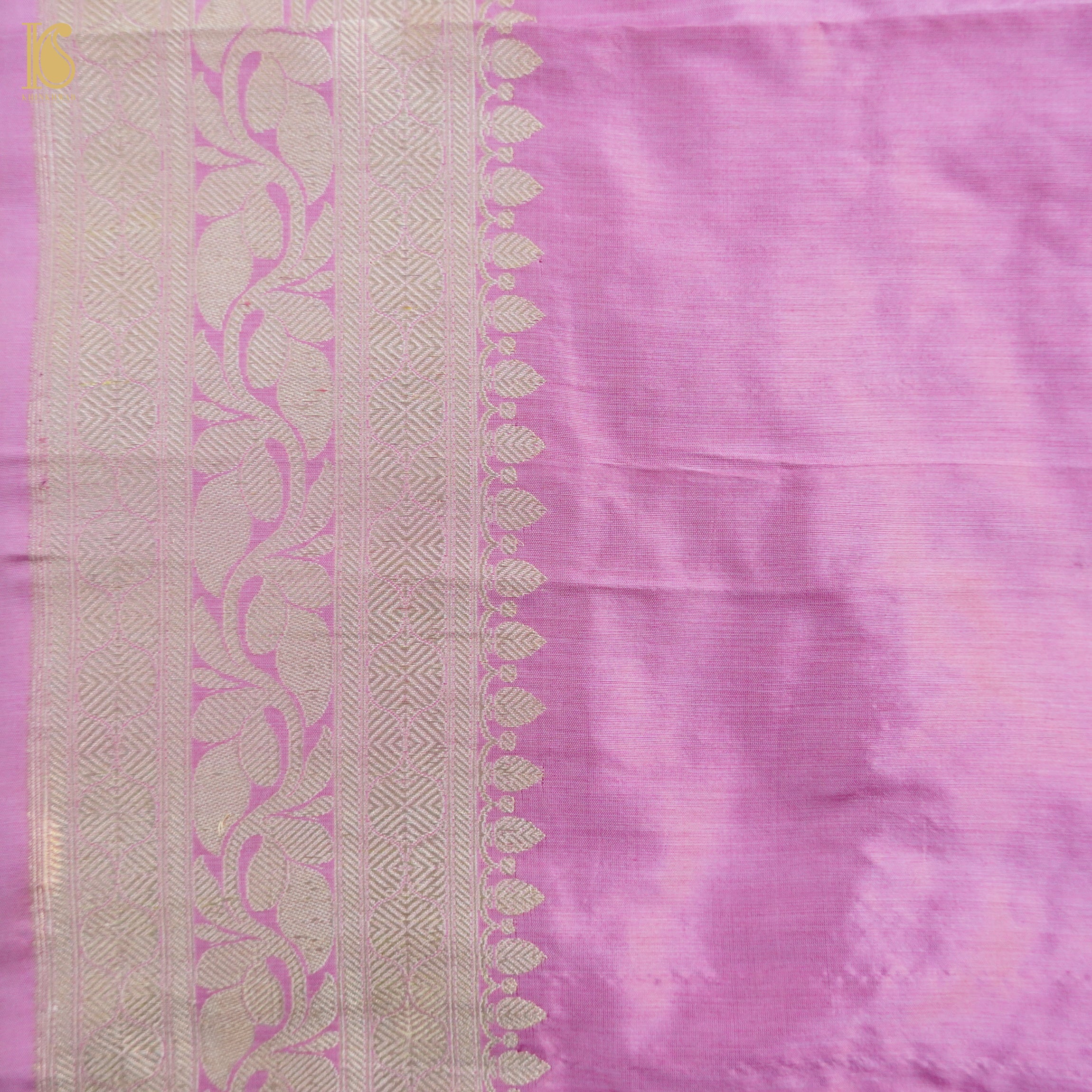 Orchid Pink Handwoven Banarasi Silk Mor Boota Embroidery Border Kadwa Saree - Khinkhwab