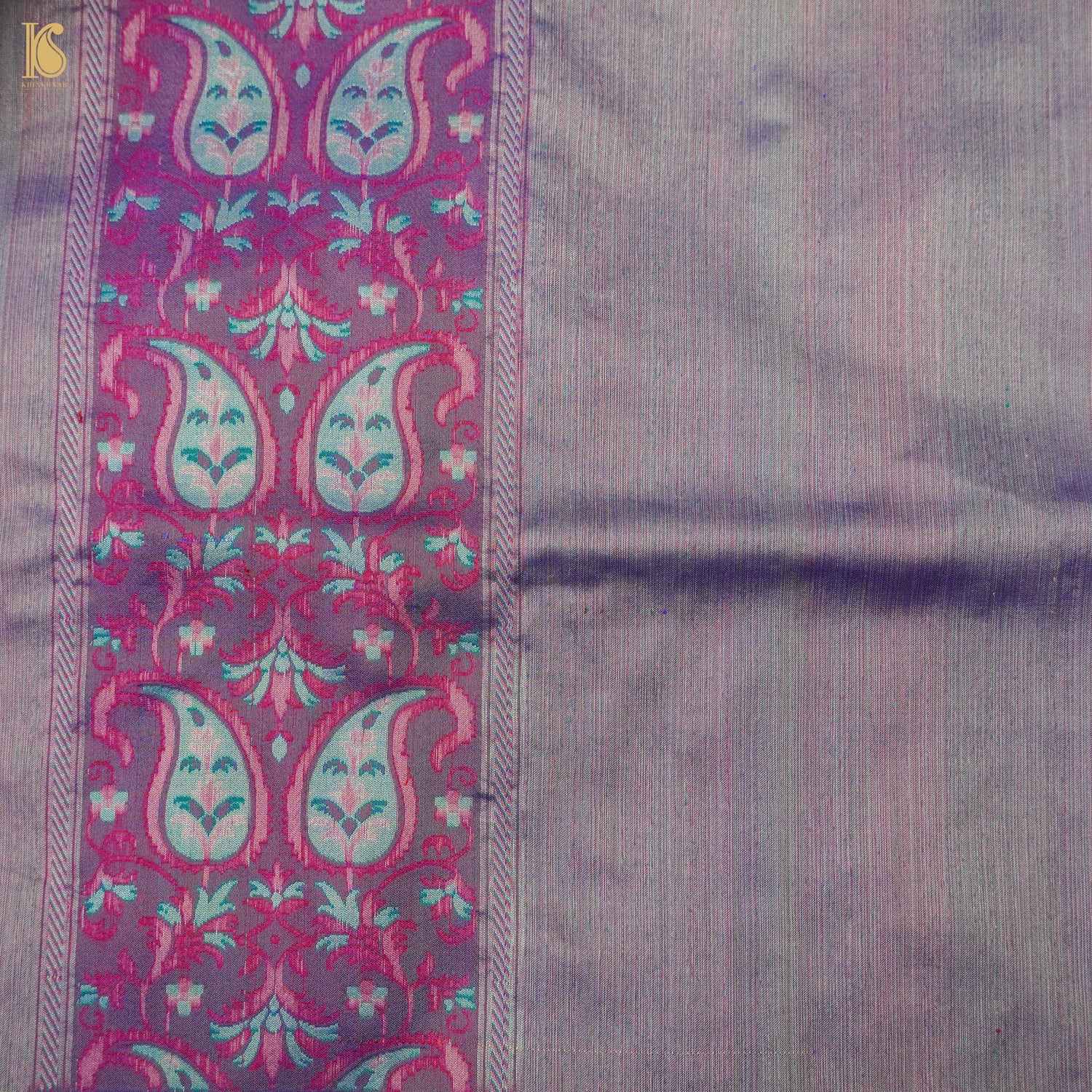 Blue Pure Katan Silk Handloom Banarasi Jamawar Tanchoi Saree - Khinkhwab