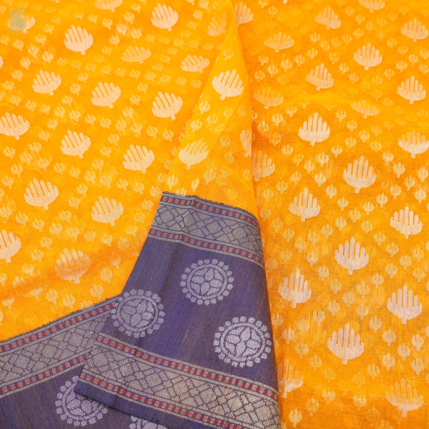 Pitambari Pure Cotton Real Silver Zari Handloom Banarasi Dupatta - Khinkhwab