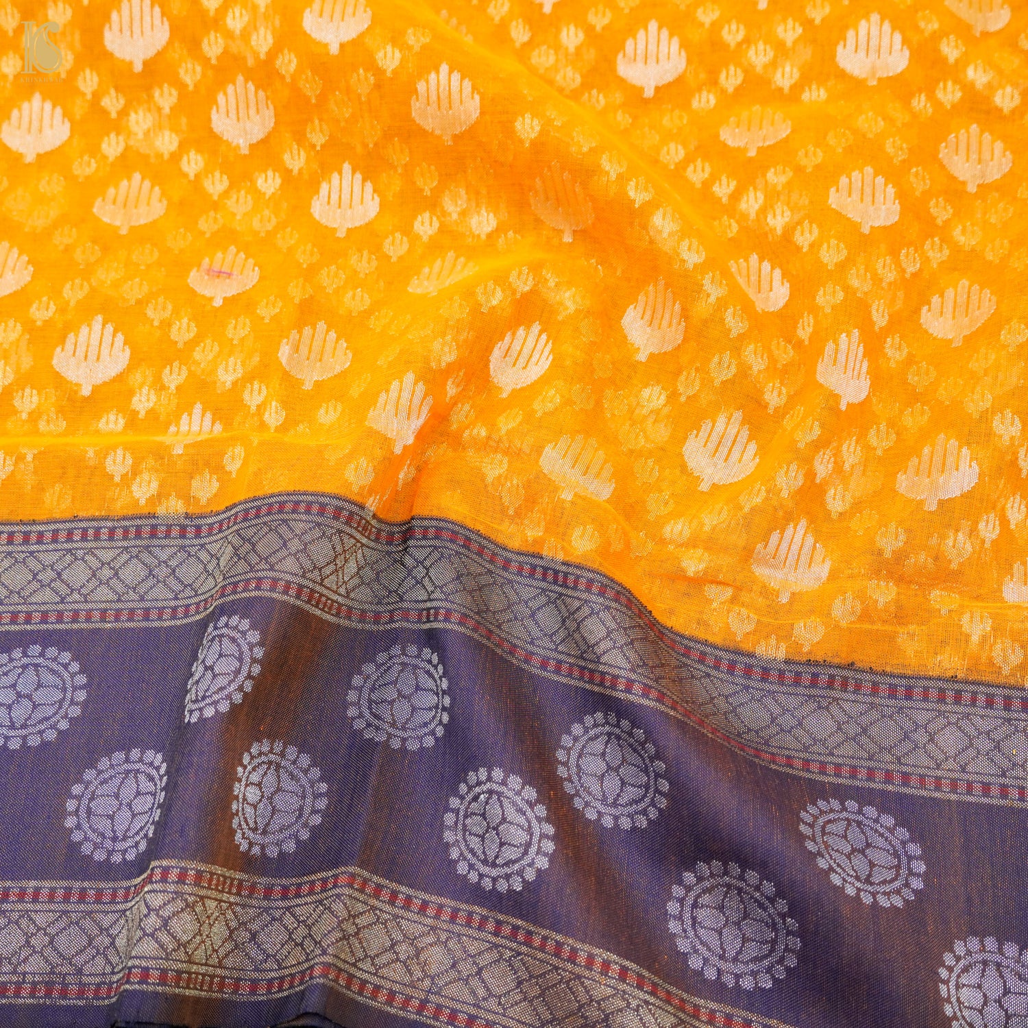 Pitambari Pure Cotton Real Silver Zari Handloom Banarasi Dupatta - Khinkhwab