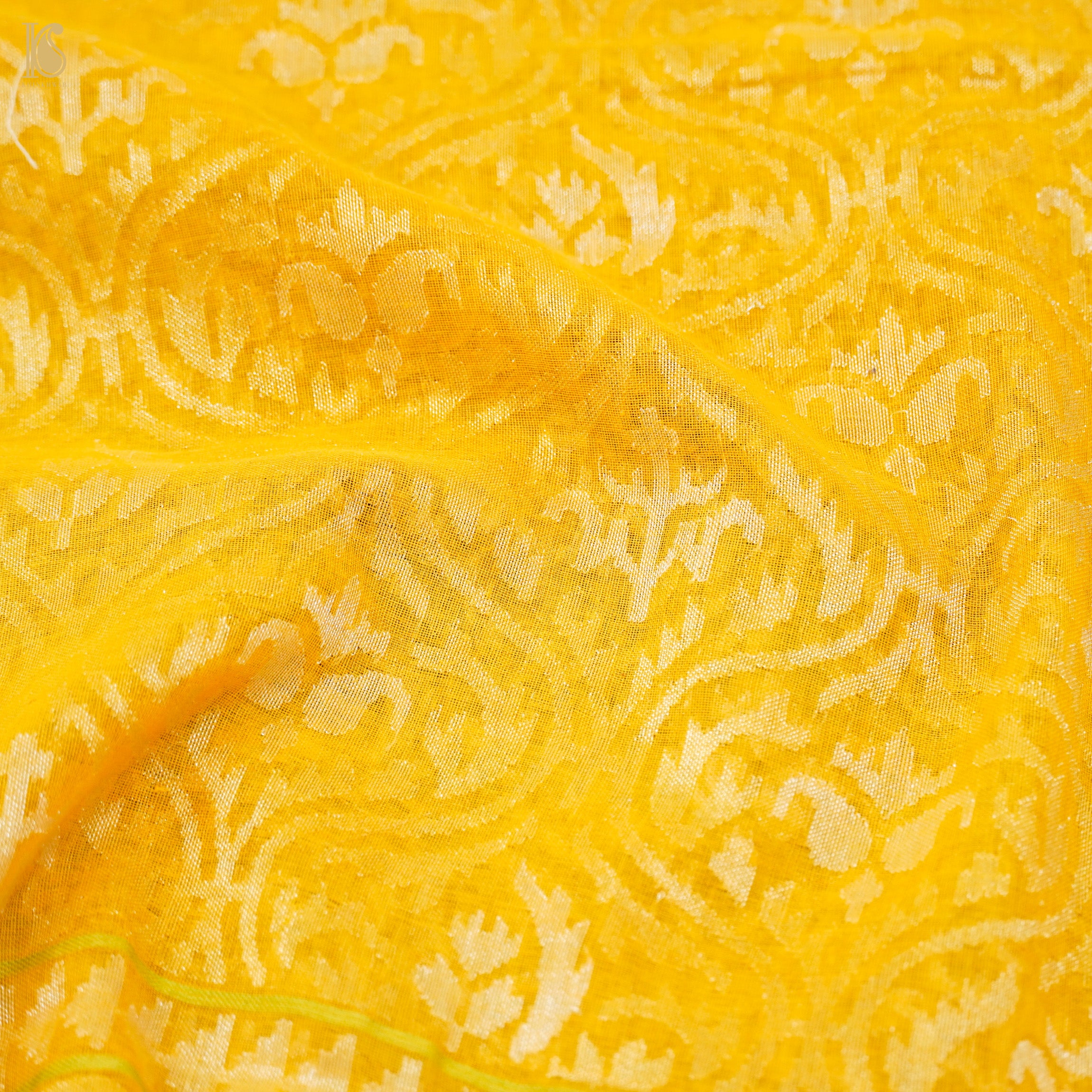Pitambari Pure Cotton Real Silver Zari Handloom Banarasi Blouse Fabric - Khinkhwab