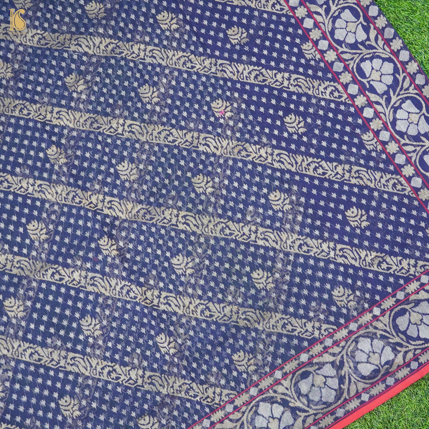 Neelambari Pure Cotton Real Silver Zari Handloom Banarasi Dupatta - Khinkhwab