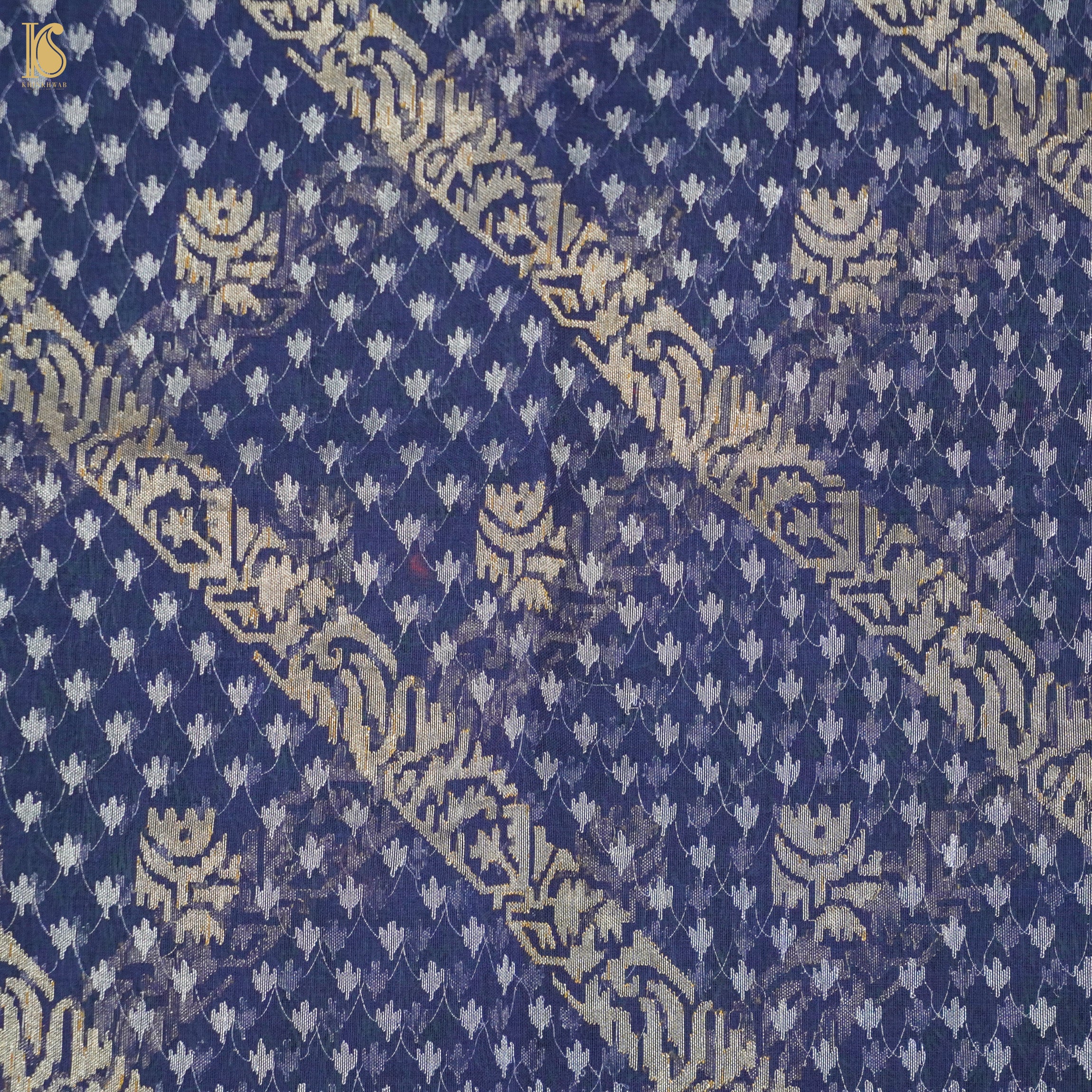 Neelambari Pure Cotton Real Silver Zari Handloom Banarasi Dupatta - Khinkhwab