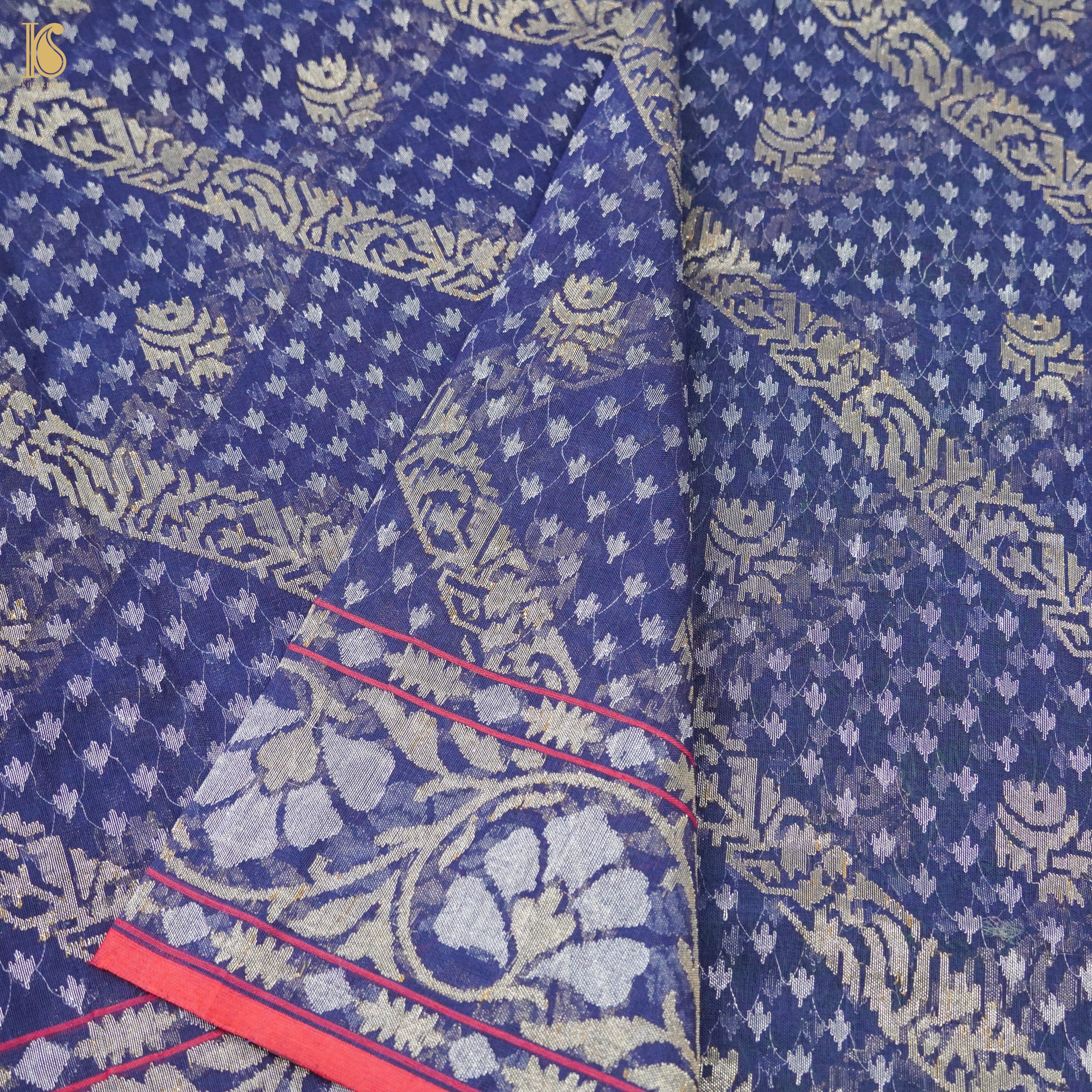 Neelambari Pure Cotton Real Silver Zari Handloom Banarasi Dupatta - Khinkhwab