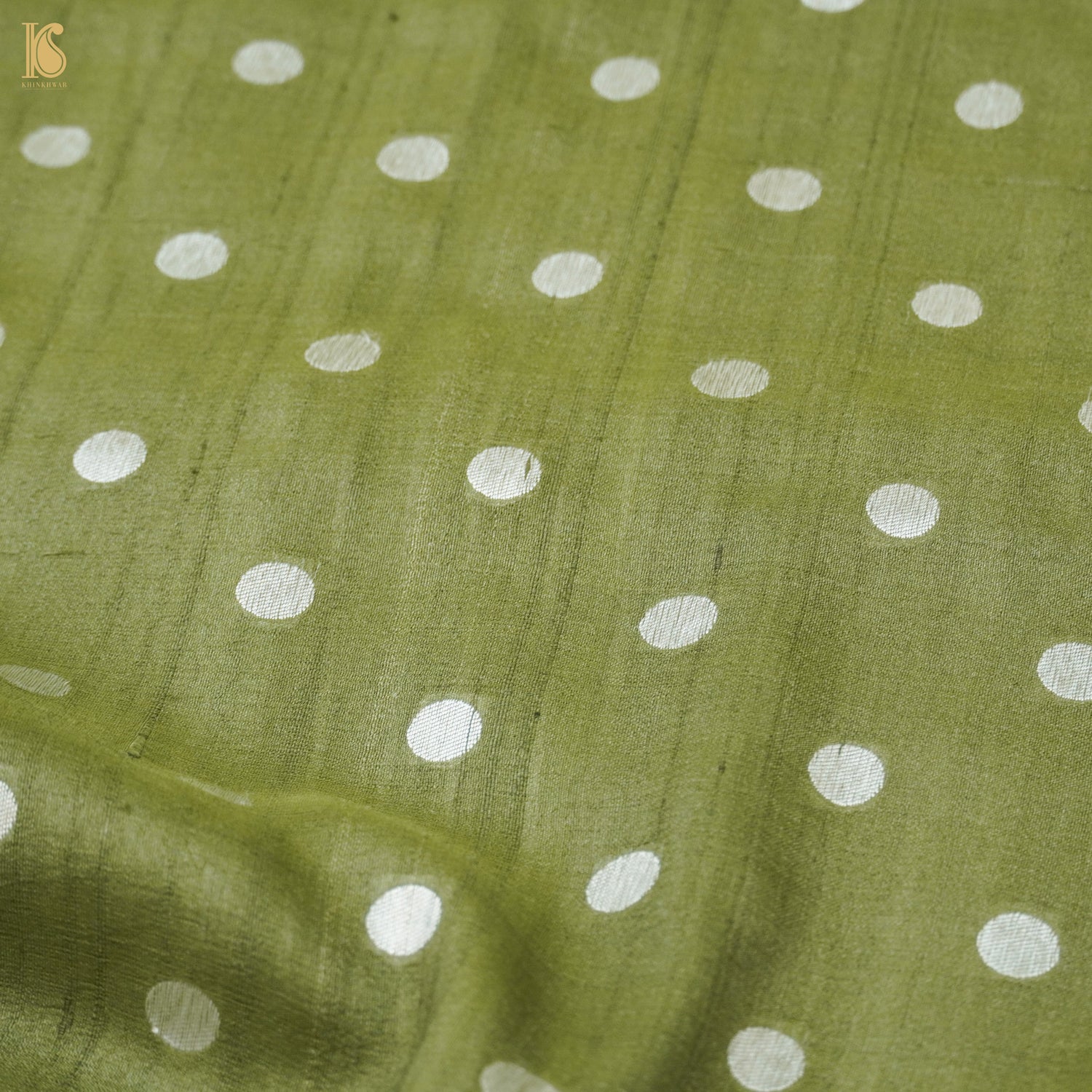 Avocado Green Pure Tussar by Georgette Silk Handloom Banarasi Saree - Khinkhwab