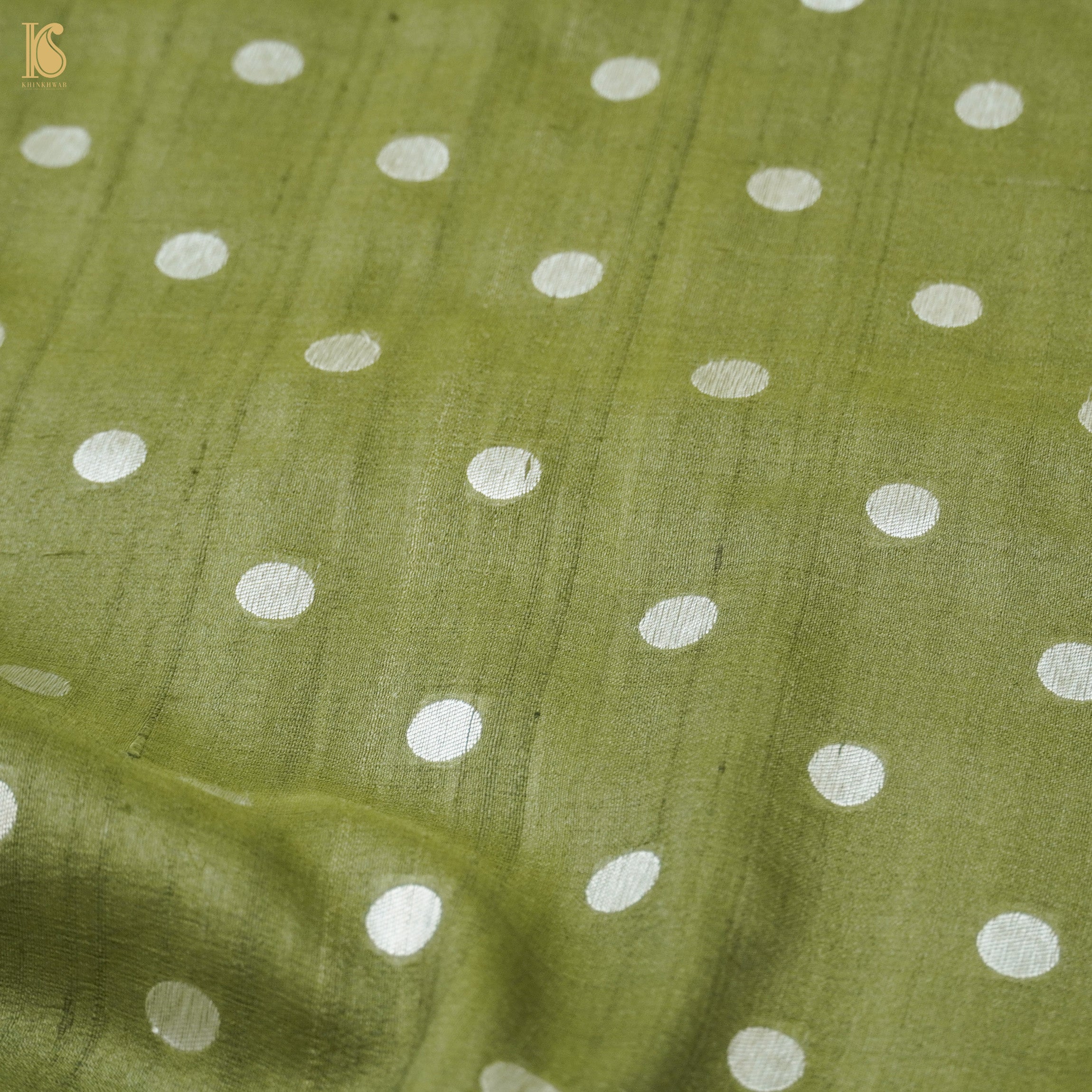 Avocado Green Pure Tussar by Georgette Silk Handloom Banarasi Saree - Khinkhwab