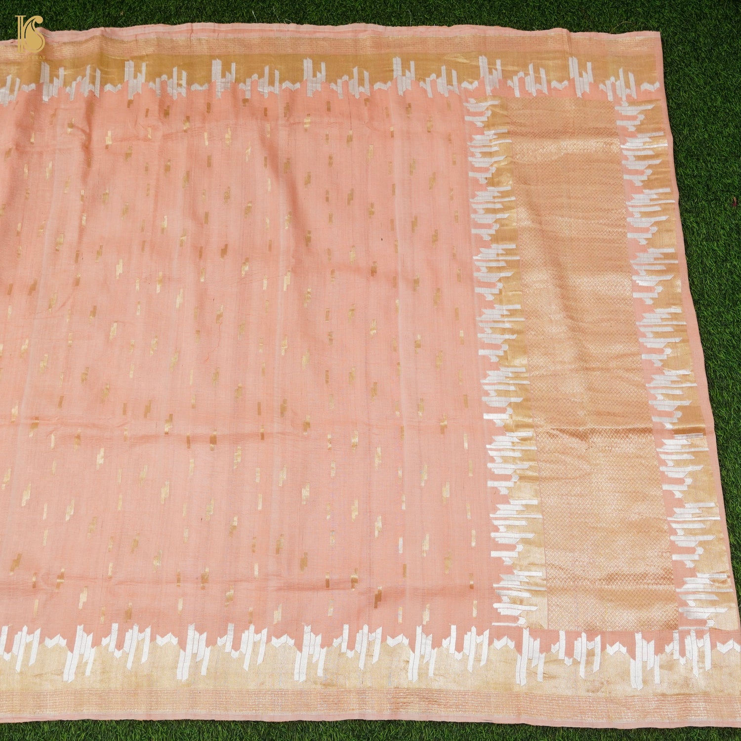 Tonys Pink Pure Tussar by Georgette Silk Handloom Banarasi Saree - Khinkhwab