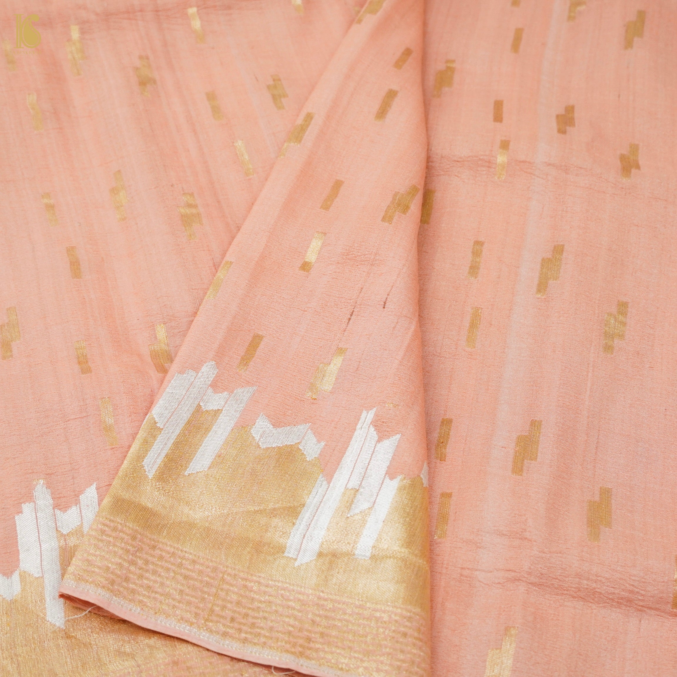 Tonys Pink Pure Tussar by Georgette Silk Handloom Banarasi Saree - Khinkhwab
