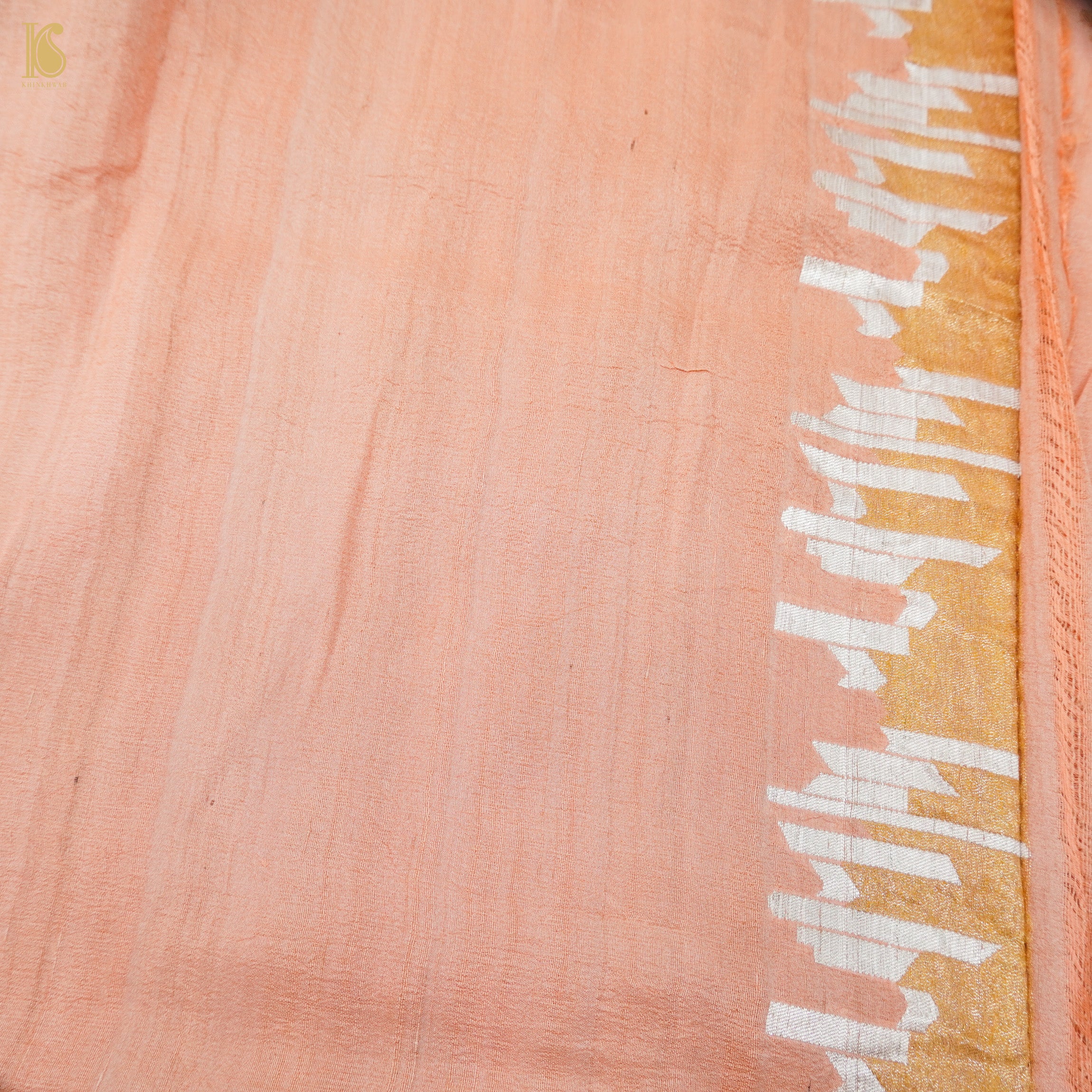 Tonys Pink Pure Tussar by Georgette Silk Handloom Banarasi Saree - Khinkhwab