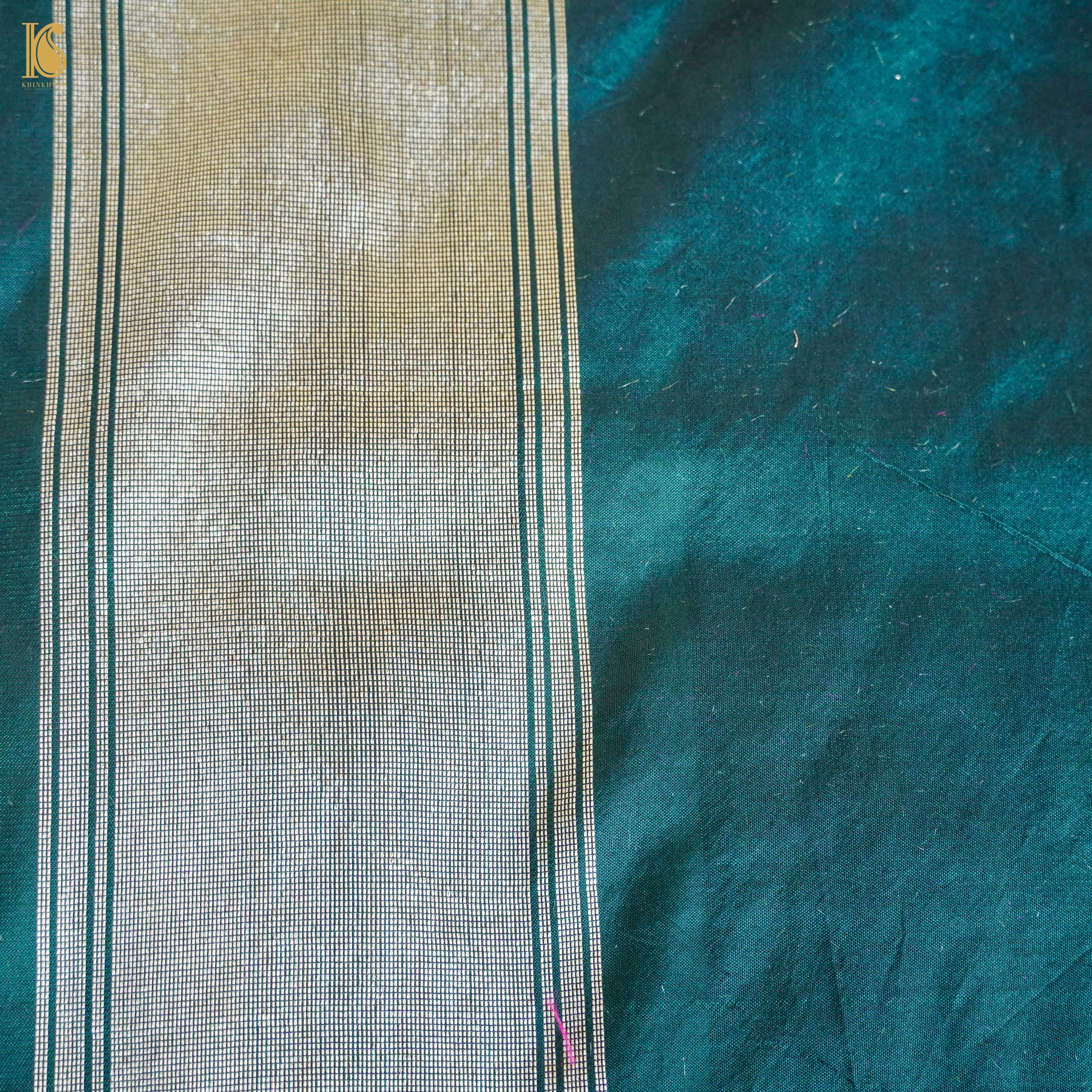 Teal Blue Handwoven Pure Katan Silk Banarasi Patola Saree - Khinkhwab