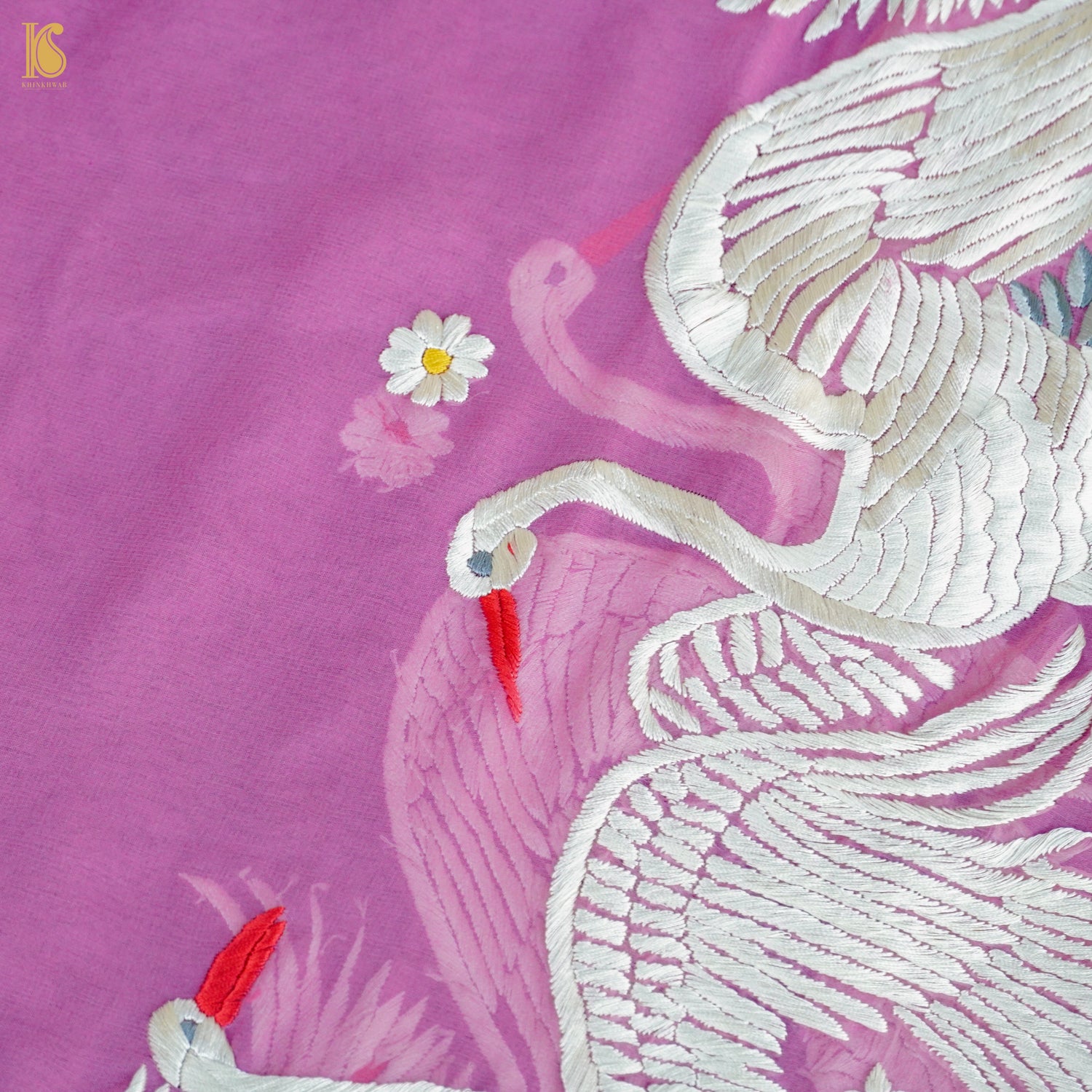 Parsi Gara Organza Pink Dupatta