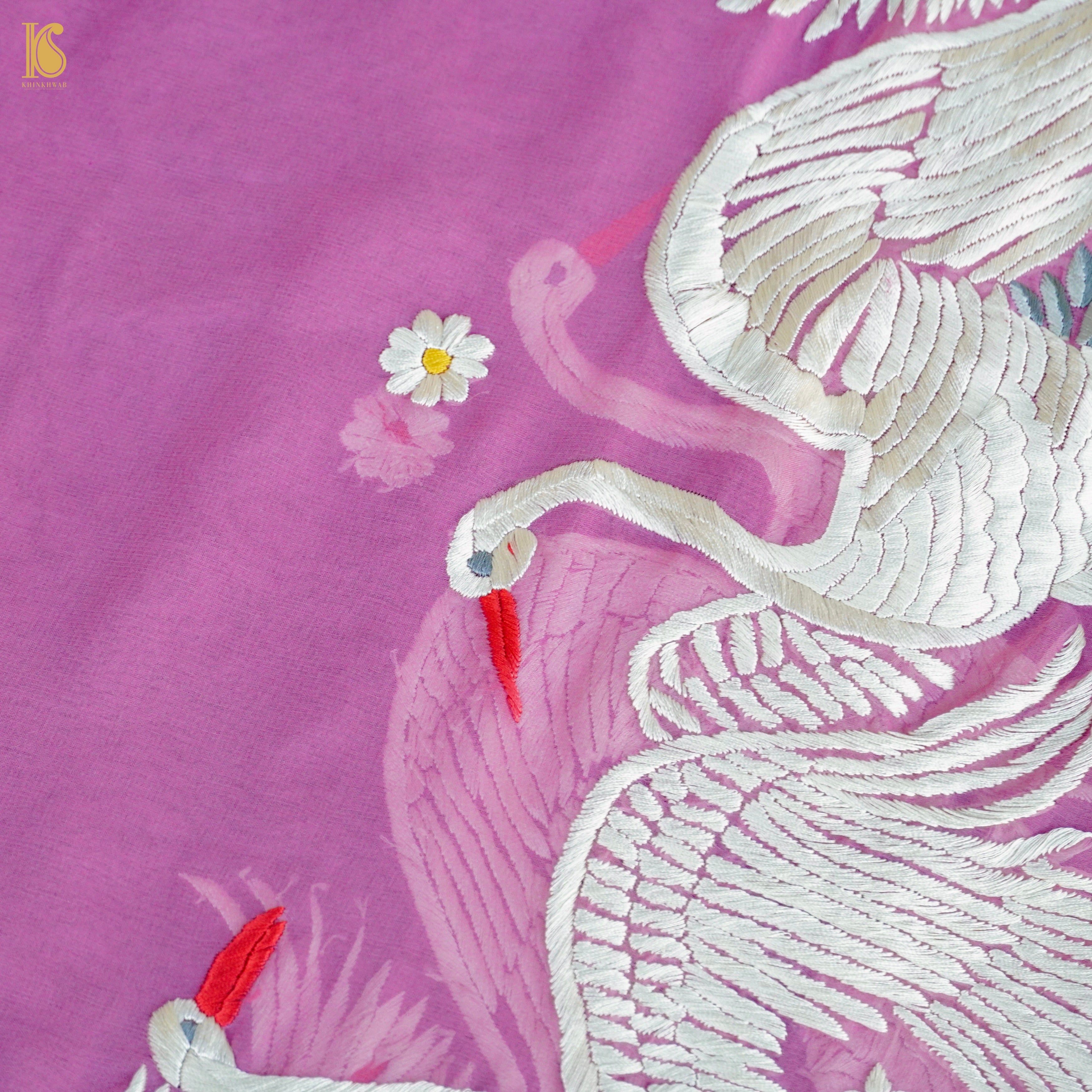 Parsi Gara Organza Pink Dupatta