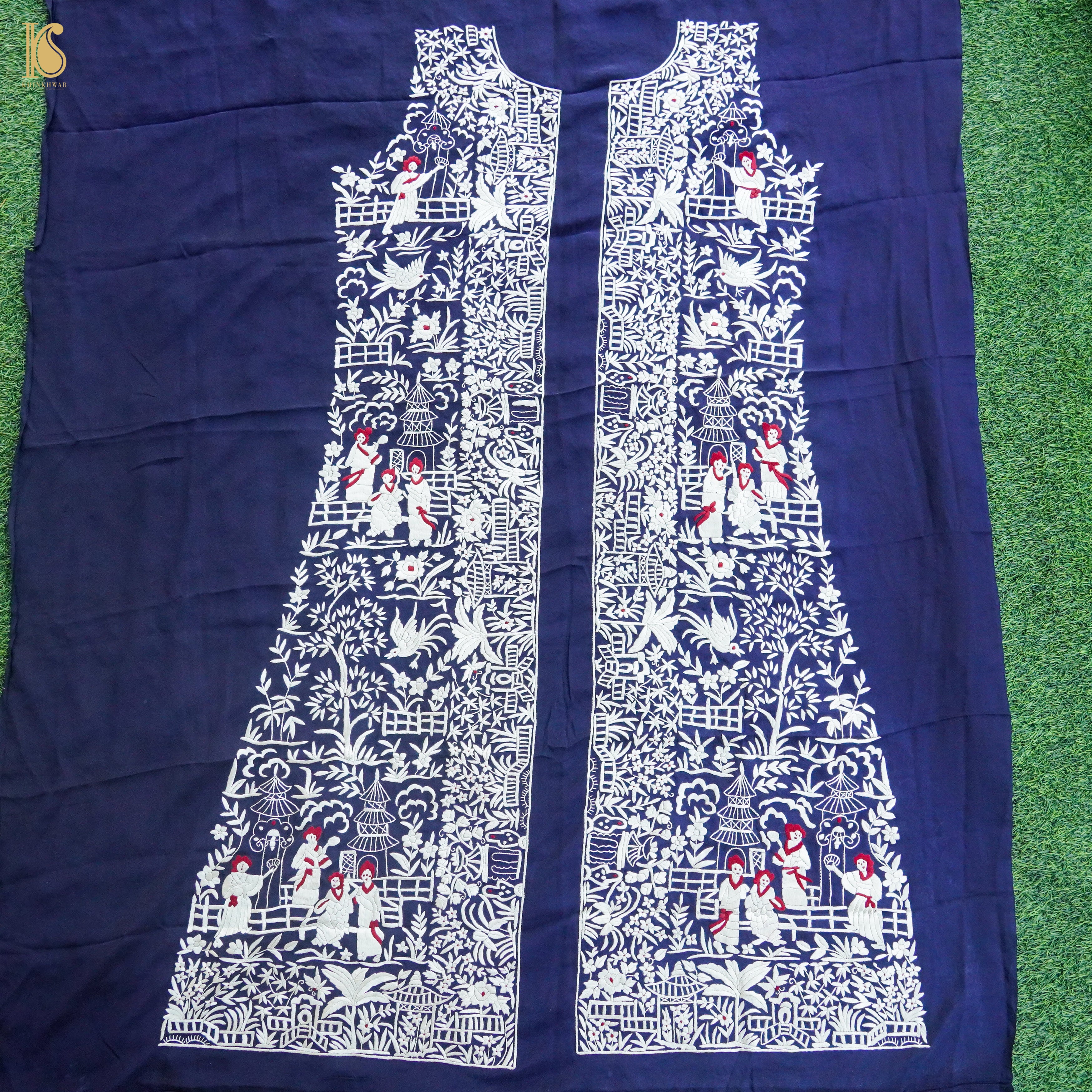 Parsi Gara Pure Crepe Jacket Fabric