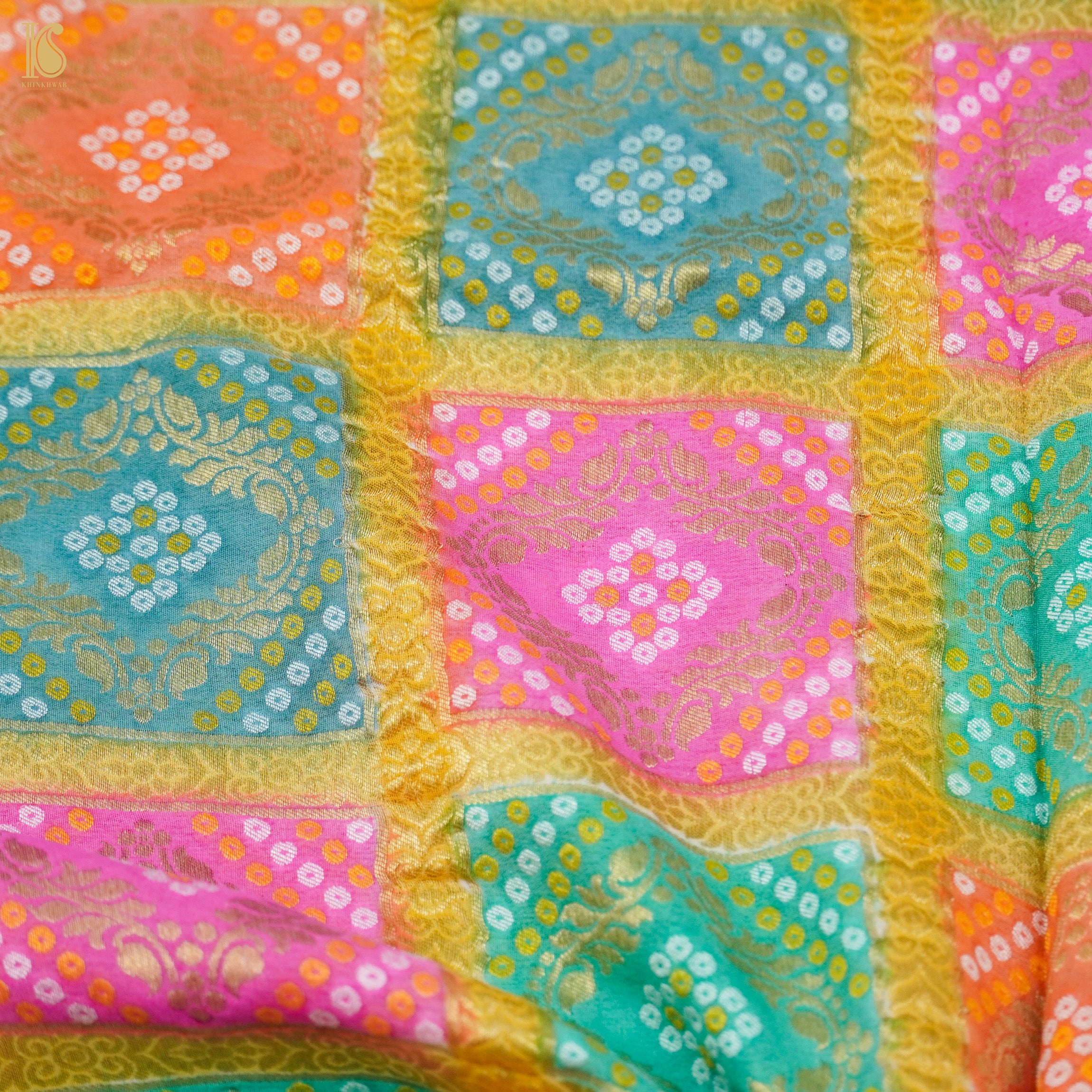 Pink Pure Georgette Banarasi Dupatta with Woven Dots - Khinkhwab